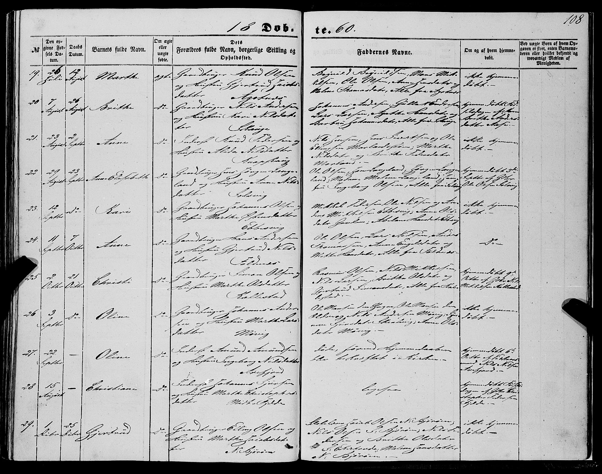 Fjell sokneprestembete, SAB/A-75301/H/Haa: Parish register (official) no. A 2, 1847-1864, p. 108