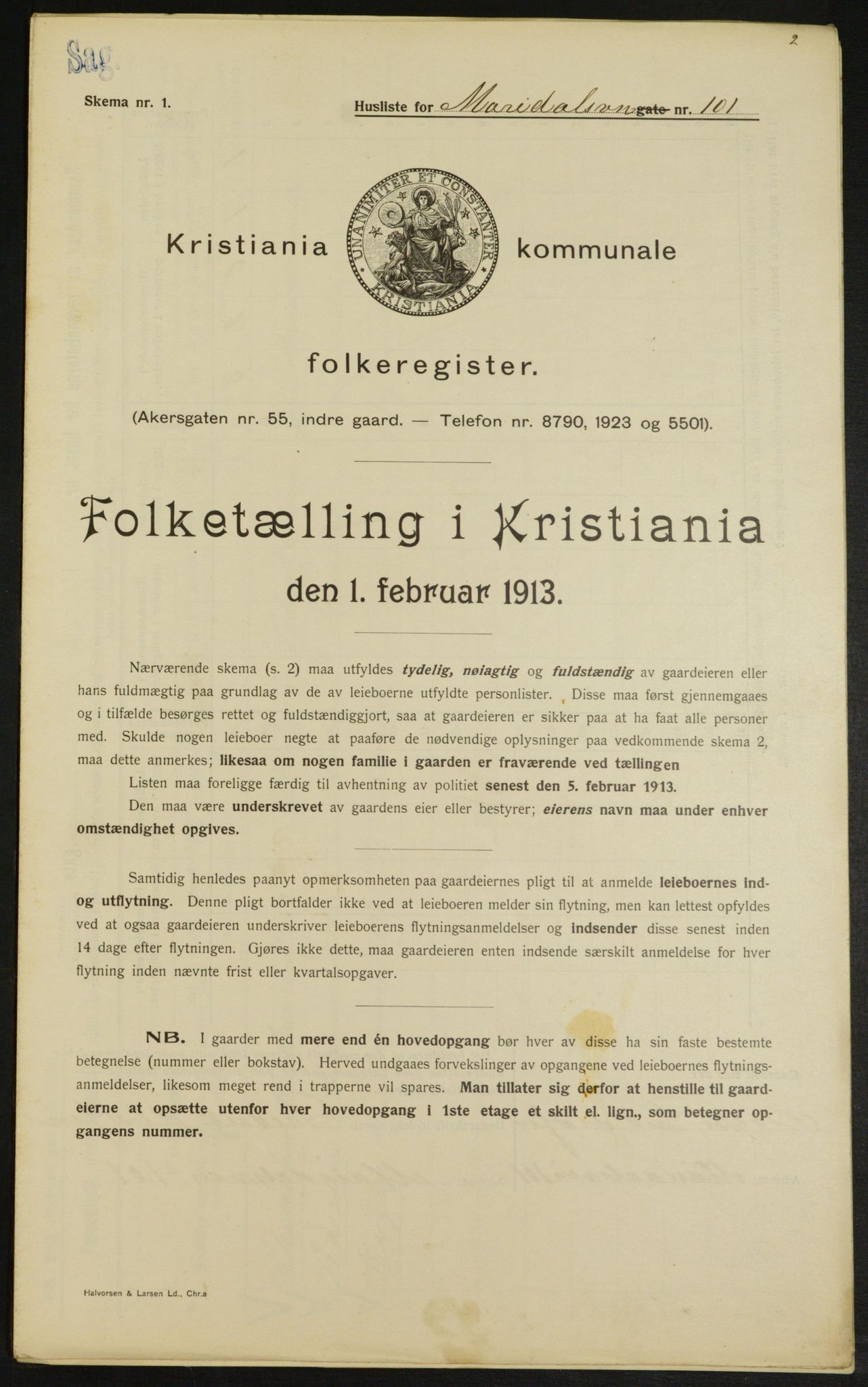 OBA, Municipal Census 1913 for Kristiania, 1913, p. 61715