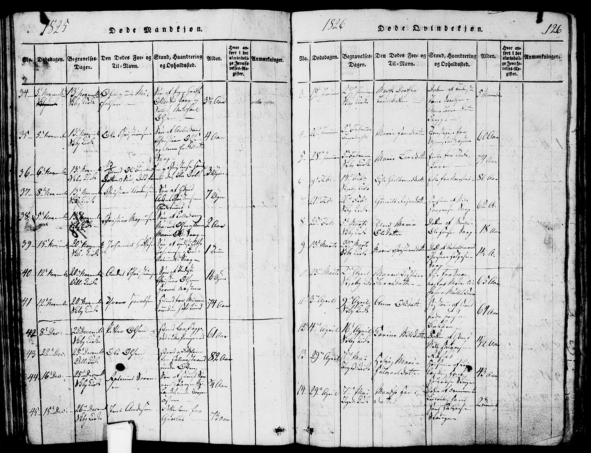 Skjeberg prestekontor Kirkebøker, SAO/A-10923/G/Ga/L0001: Parish register (copy) no. I 1, 1815-1830, p. 126