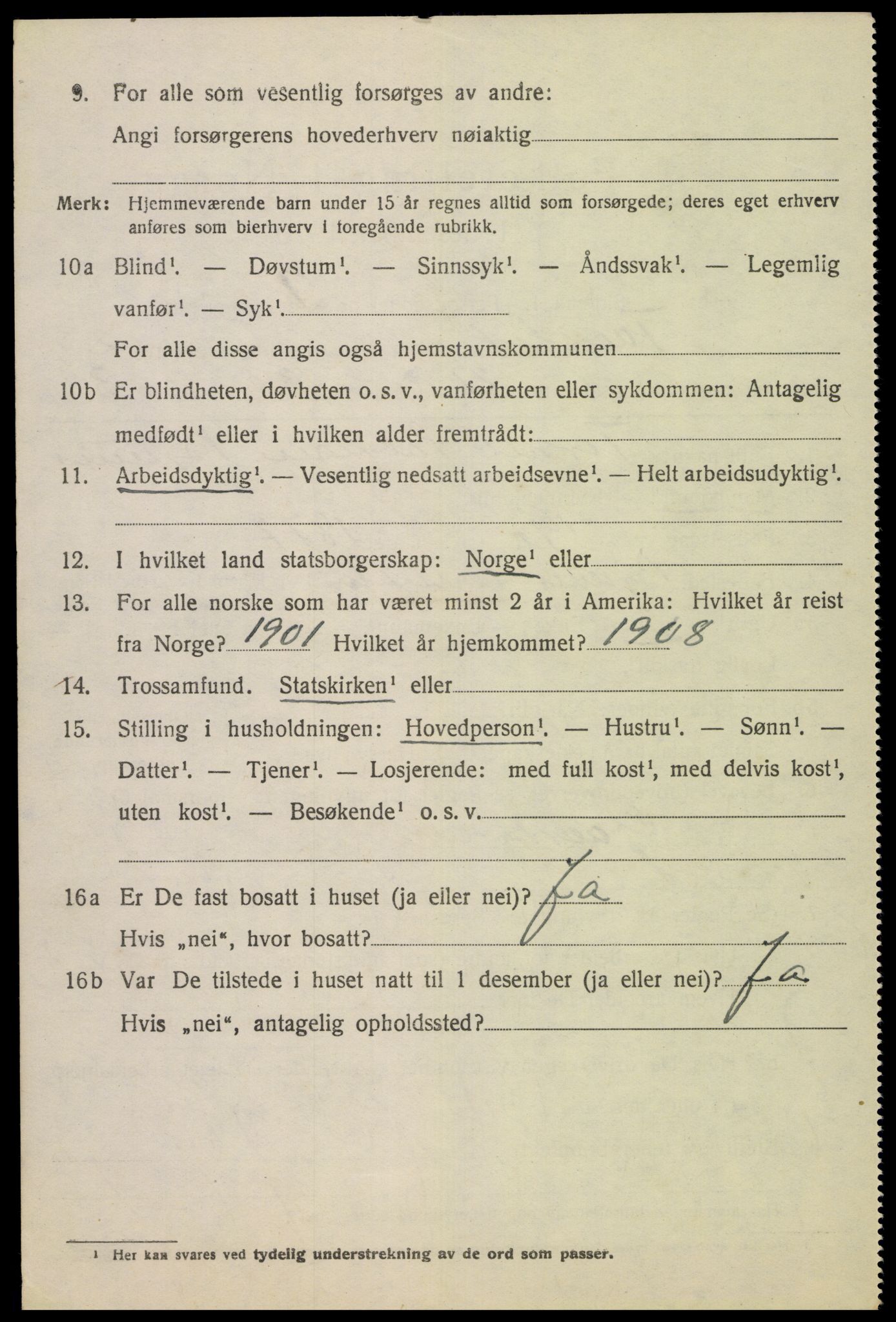 SAK, 1920 census for Tonstad, 1920, p. 987