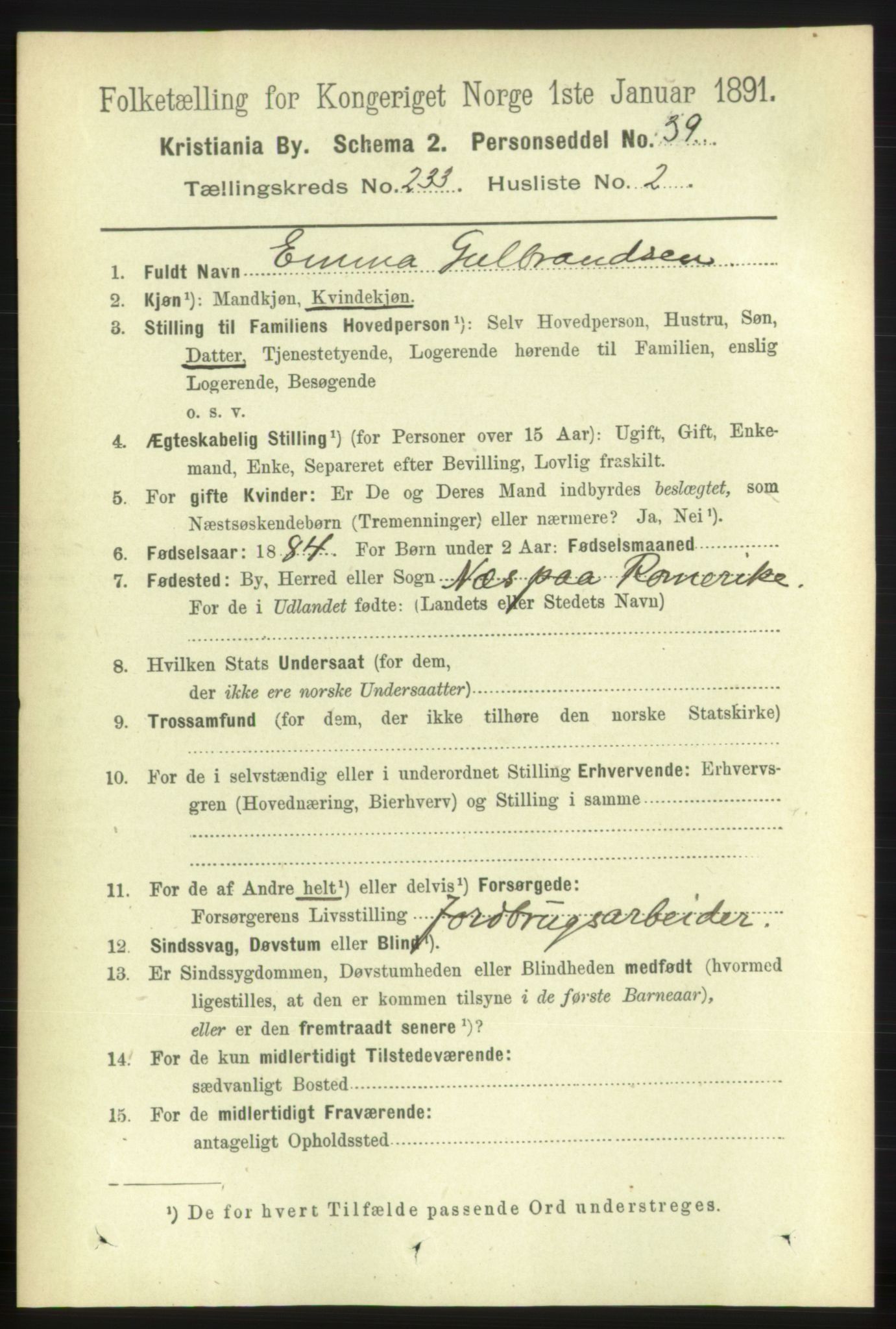 RA, 1891 census for 0301 Kristiania, 1891, p. 143102