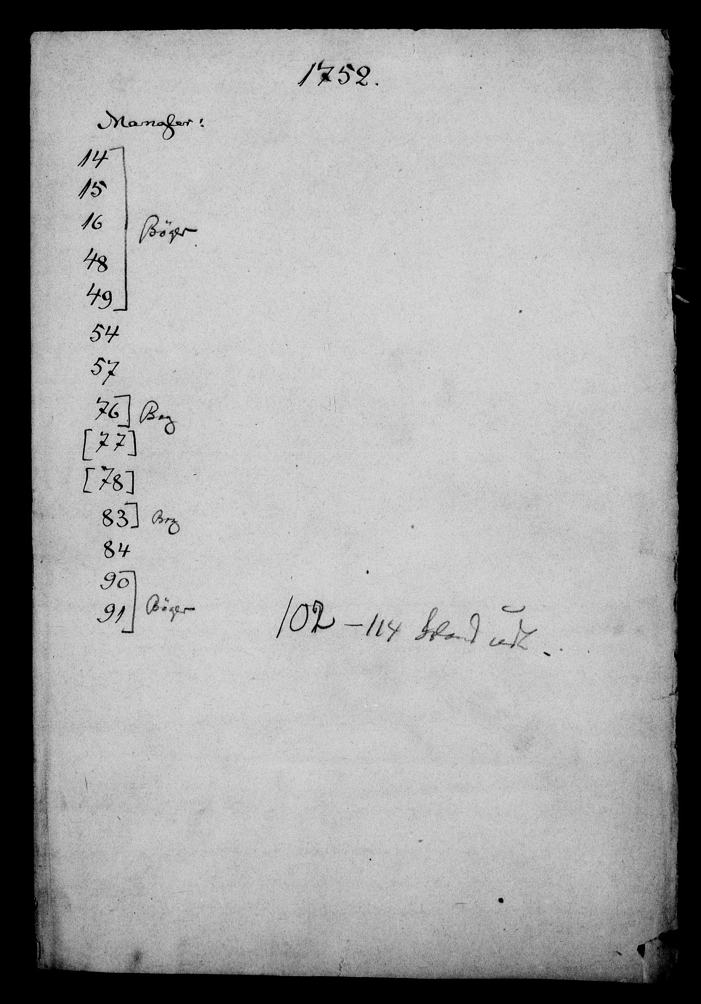 Generalkirkeinspektionskollegiet, DRA/A-0008/F4-06/F4-06-23: Protokollerede indkomne sager, 1752