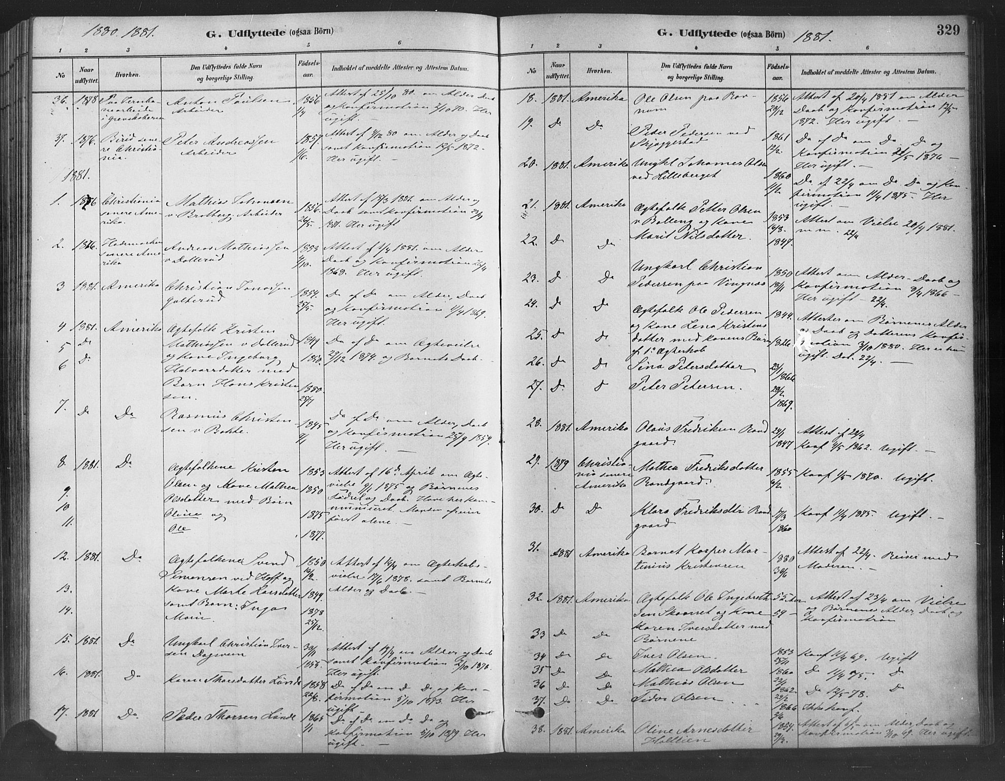 Fåberg prestekontor, SAH/PREST-086/H/Ha/Haa/L0009: Parish register (official) no. 9, 1879-1898, p. 329
