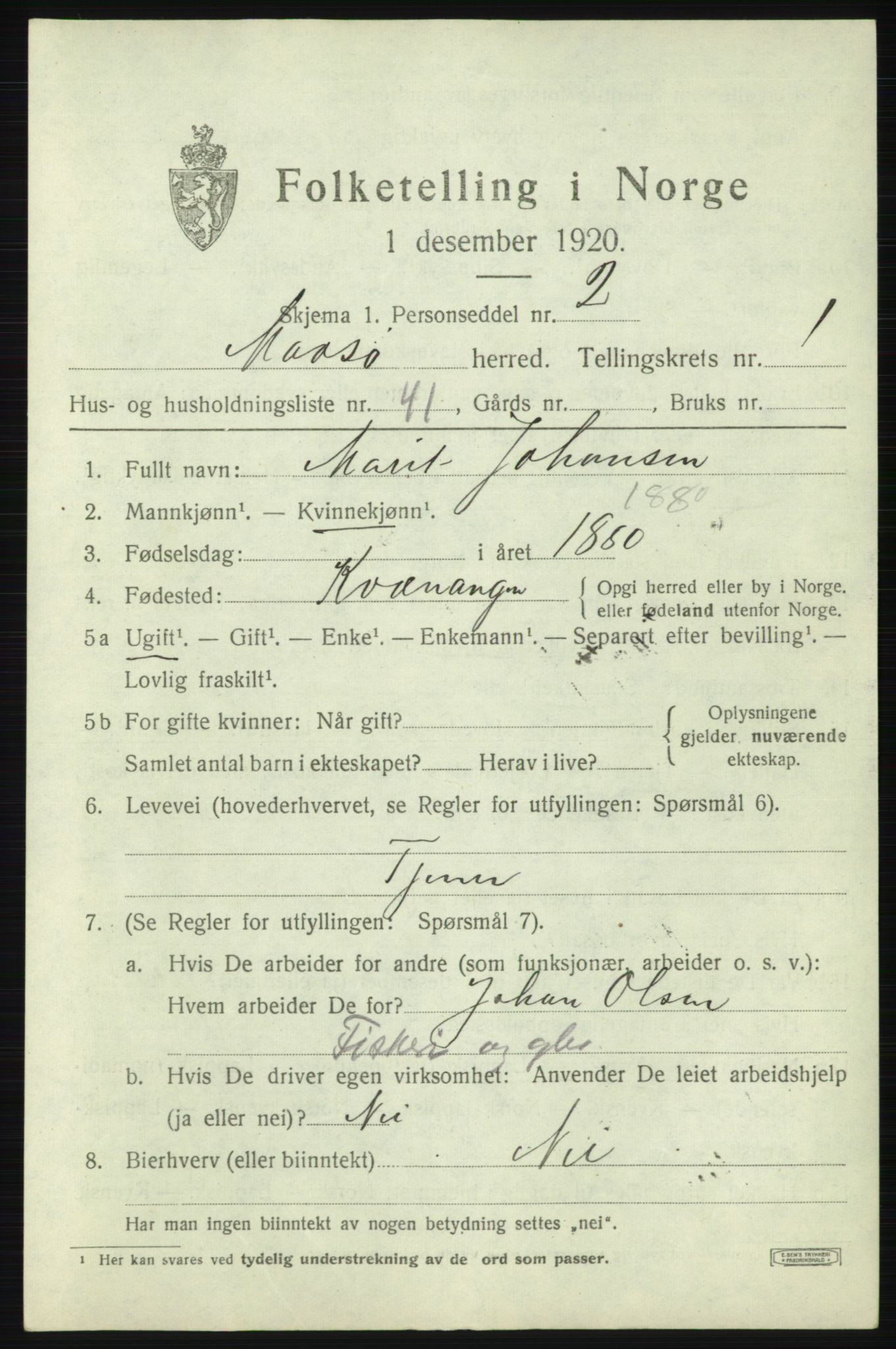 SATØ, 1920 census for Måsøy, 1920, p. 1264