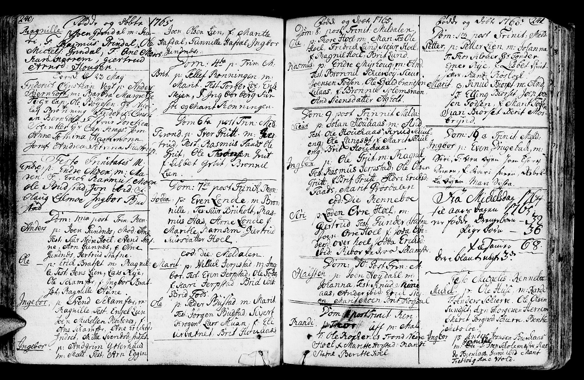 Ministerialprotokoller, klokkerbøker og fødselsregistre - Sør-Trøndelag, SAT/A-1456/672/L0851: Parish register (official) no. 672A04, 1751-1775, p. 240-241