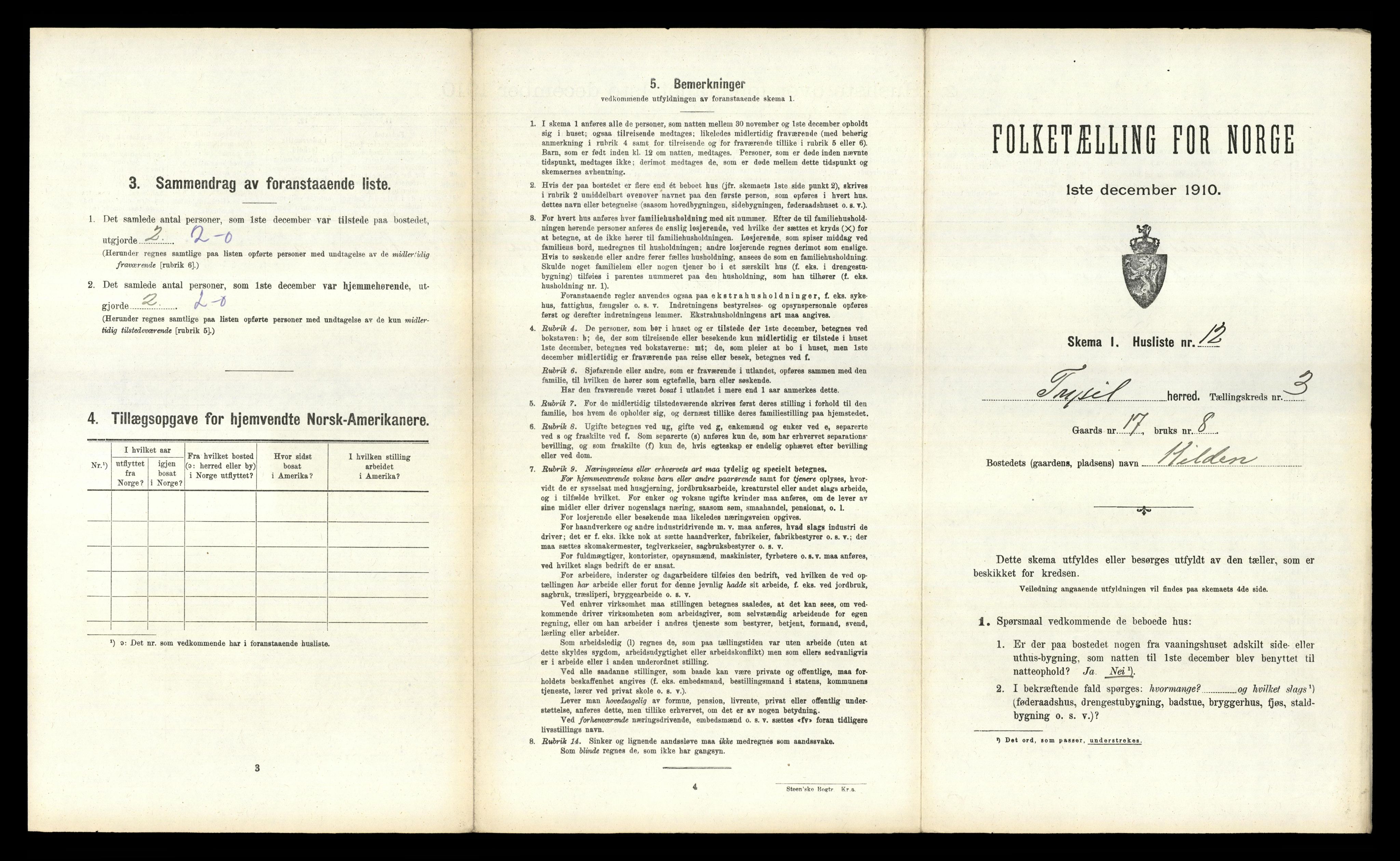 RA, 1910 census for Trysil, 1910, p. 335