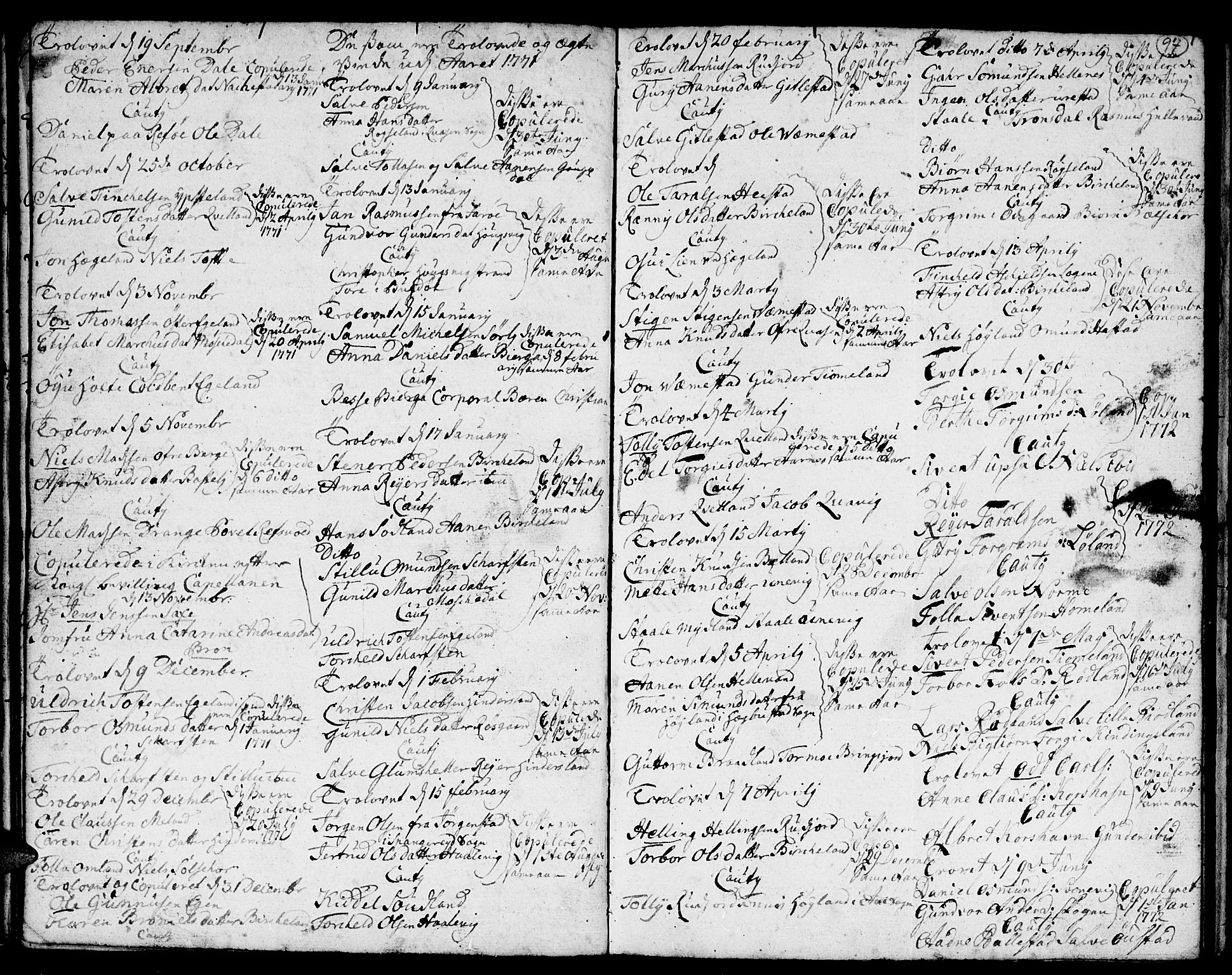 Lyngdal sokneprestkontor, SAK/1111-0029/F/Fa/Fac/L0002: Parish register (official) no. A 2, 1727-1815, p. 96-97