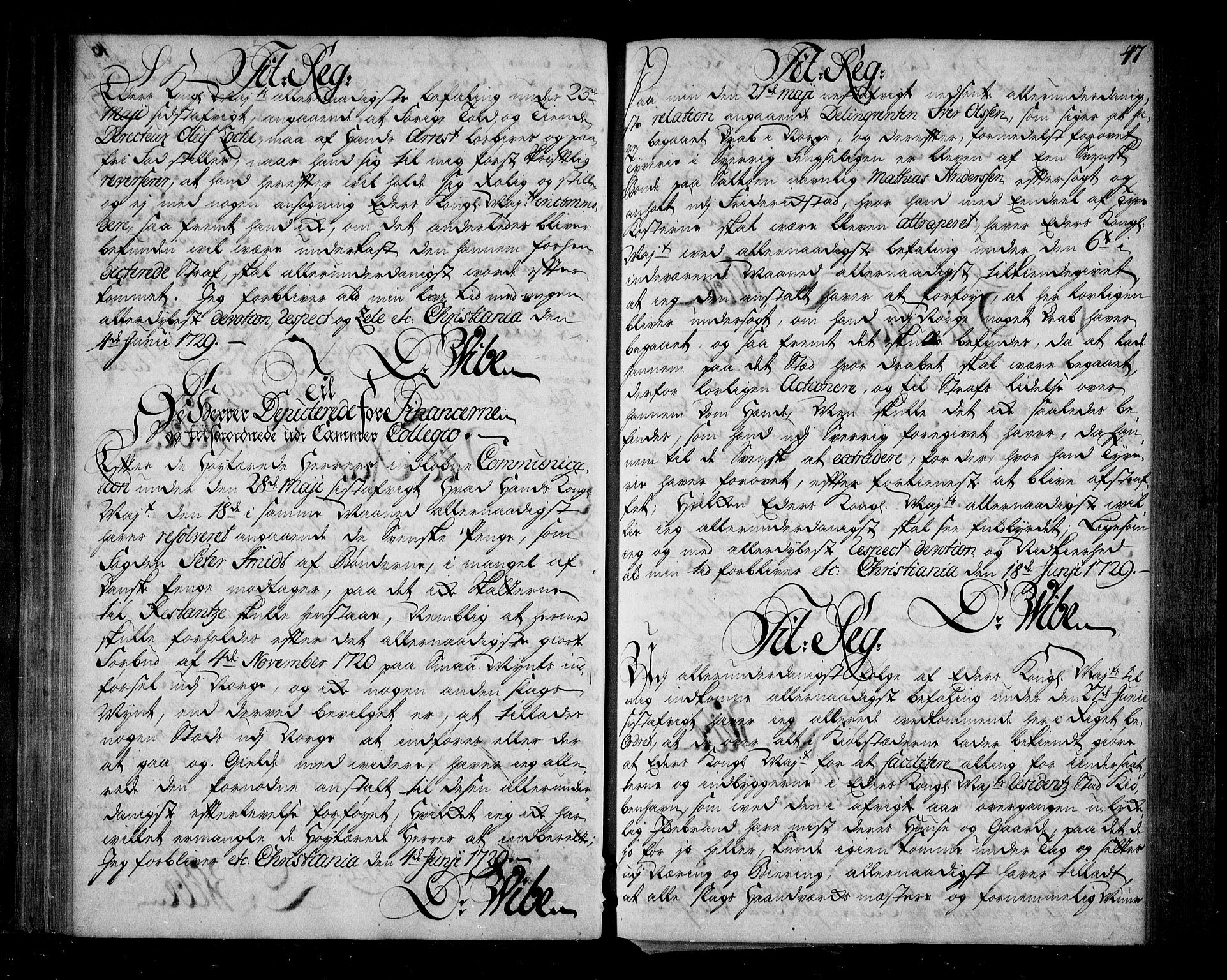 Stattholderembetet 1572-1771, AV/RA-EA-2870/Be/L0002: Relasjons- og korrespondanseprotokoll, 1726-1731, p. 46b-47a