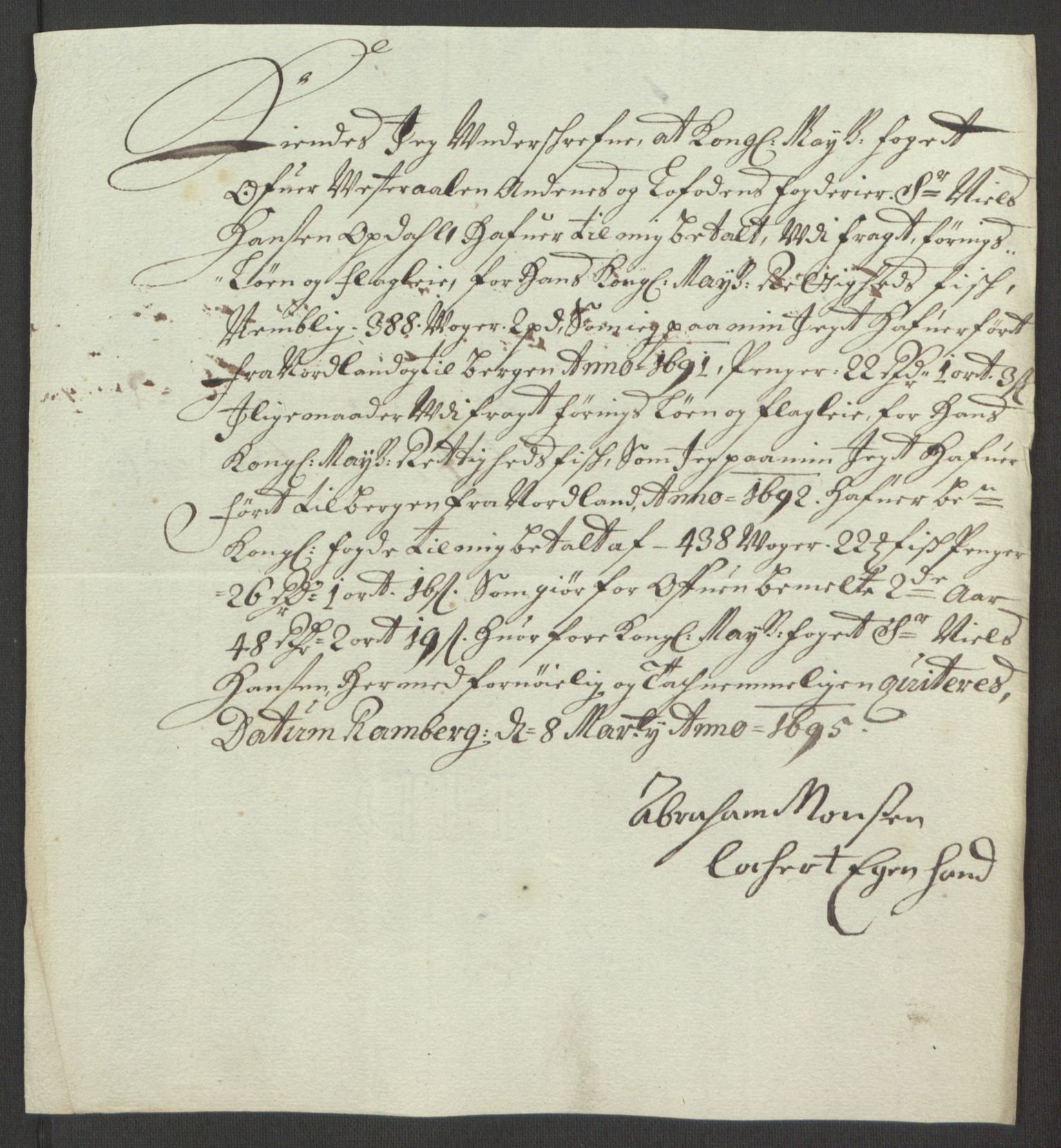 Rentekammeret inntil 1814, Reviderte regnskaper, Fogderegnskap, AV/RA-EA-4092/R67/L4676: Fogderegnskap Vesterålen, Andenes og Lofoten, 1691-1693, p. 370