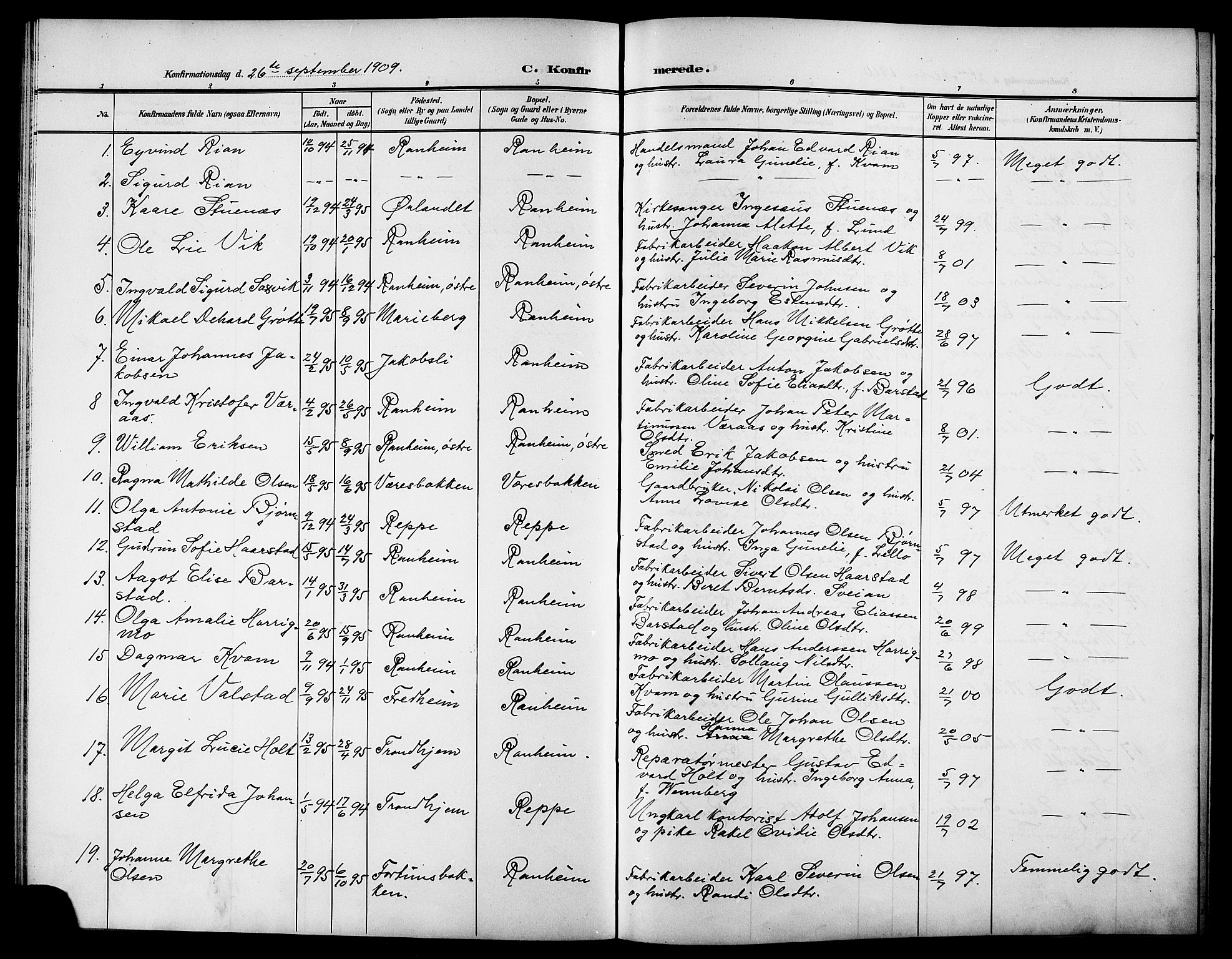 Ministerialprotokoller, klokkerbøker og fødselsregistre - Sør-Trøndelag, AV/SAT-A-1456/615/L0400: Parish register (copy) no. 615C01, 1905-1921