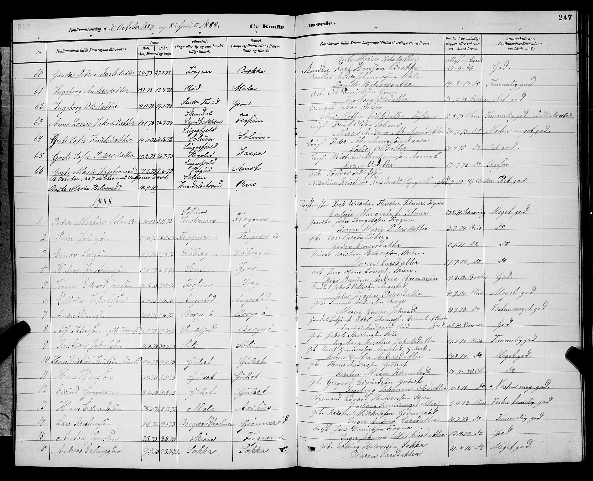 Gjerpen kirkebøker, AV/SAKO-A-265/G/Ga/L0002: Parish register (copy) no. I 2, 1883-1900, p. 247