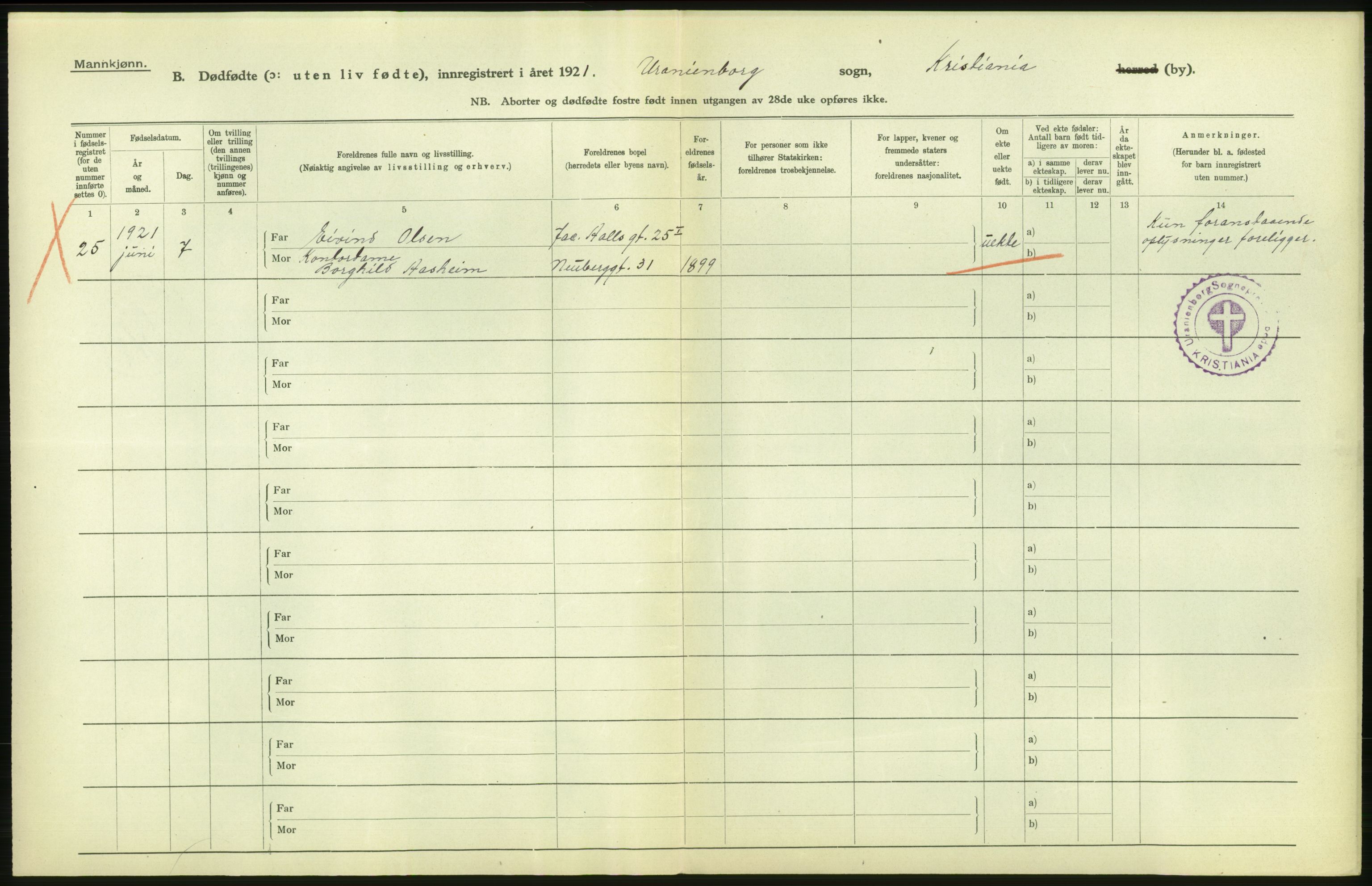 Statistisk sentralbyrå, Sosiodemografiske emner, Befolkning, RA/S-2228/D/Df/Dfc/Dfca/L0013: Kristiania: Døde, dødfødte, 1921, p. 572