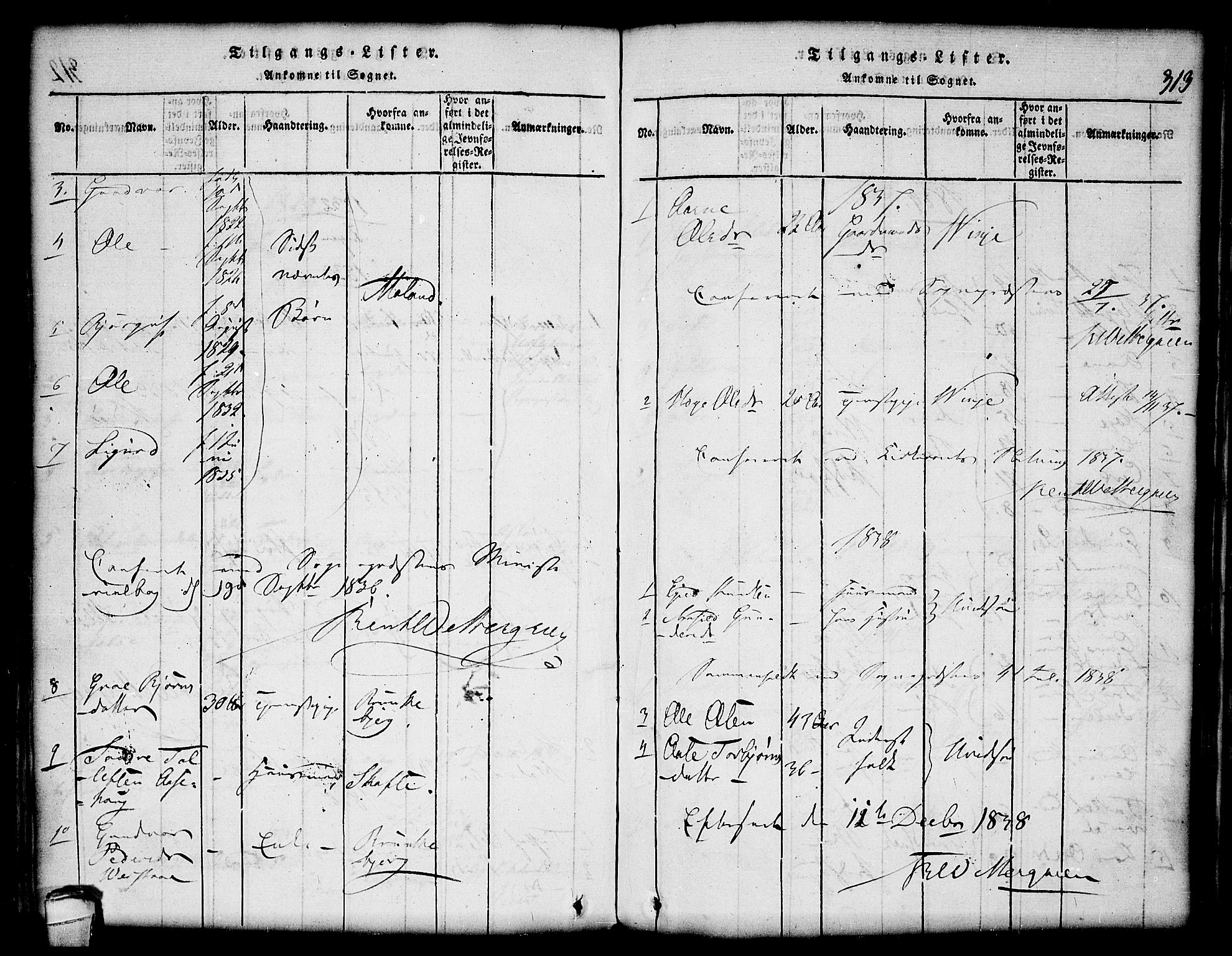 Lårdal kirkebøker, SAKO/A-284/G/Gc/L0001: Parish register (copy) no. III 1, 1815-1854, p. 313