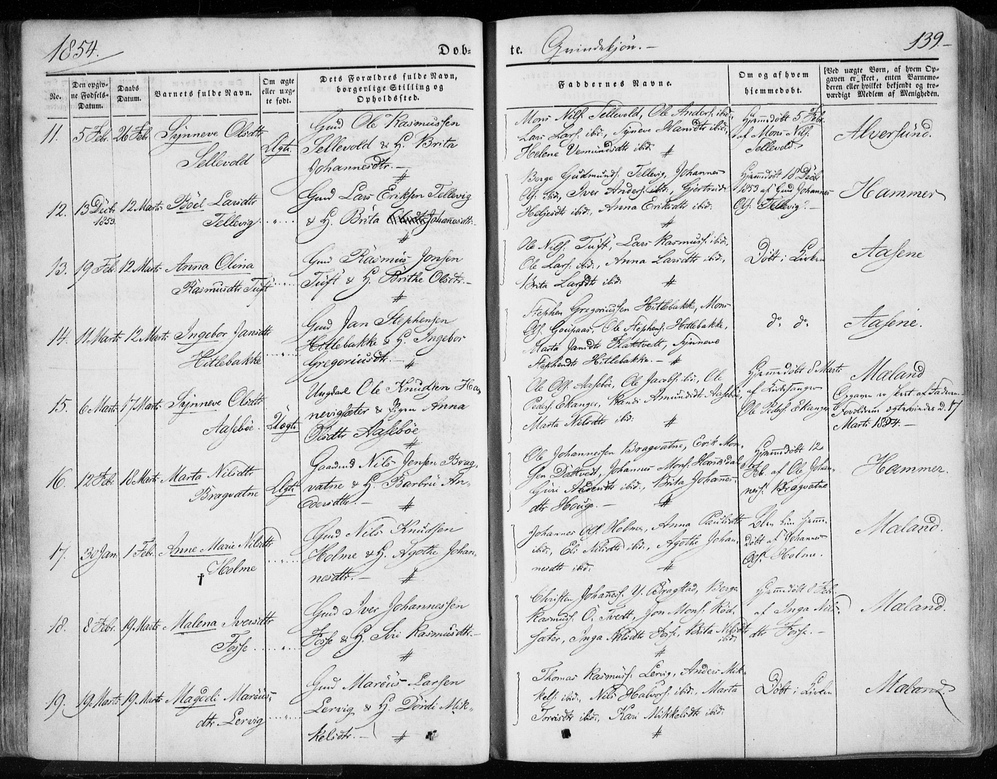 Hamre sokneprestembete, AV/SAB-A-75501/H/Ha/Haa/Haaa/L0013: Parish register (official) no. A 13, 1846-1857, p. 139