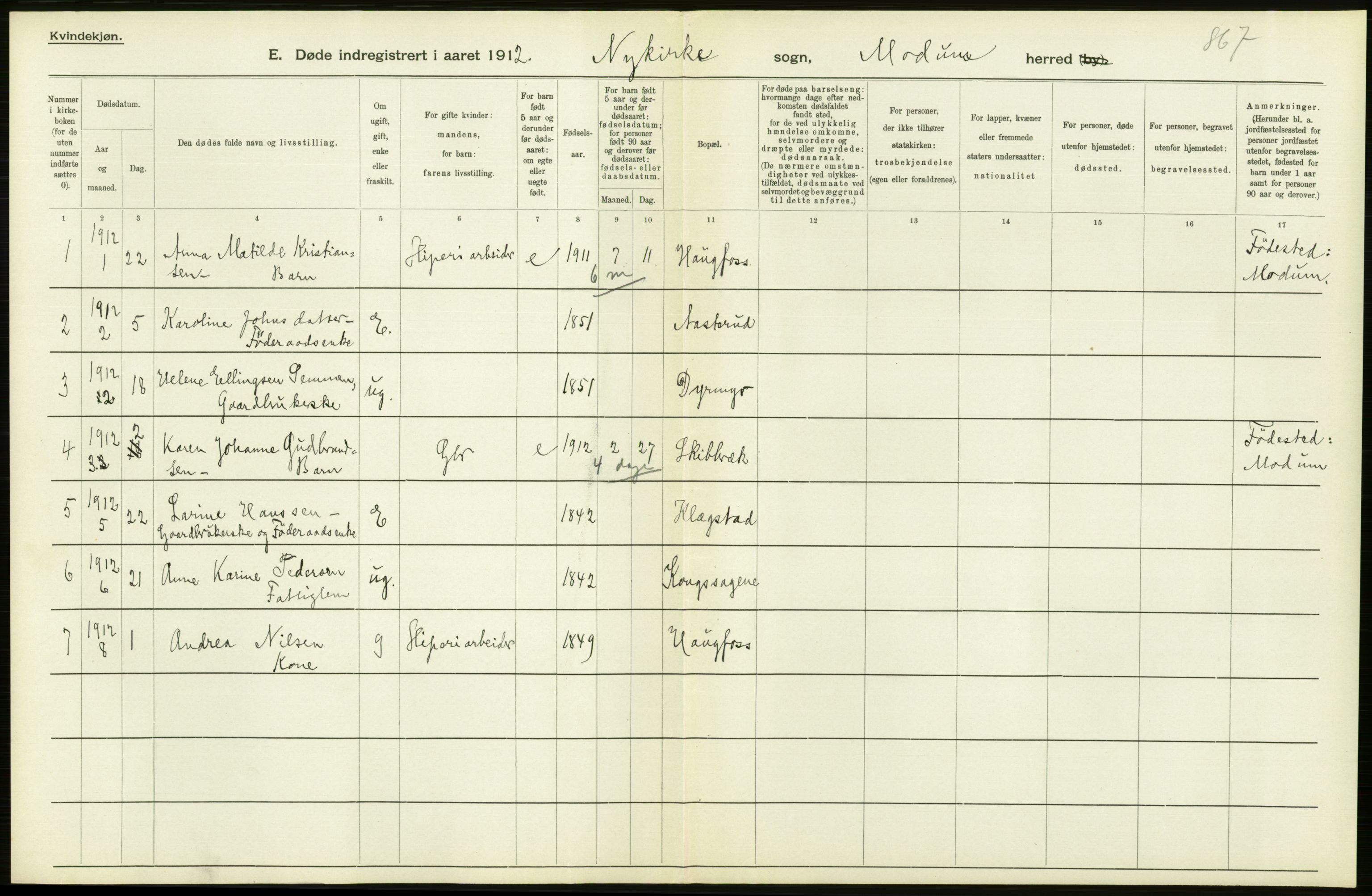 Statistisk sentralbyrå, Sosiodemografiske emner, Befolkning, AV/RA-S-2228/D/Df/Dfb/Dfbb/L0017: Buskeruds amt: Døde. Bygder og byer., 1912, p. 278