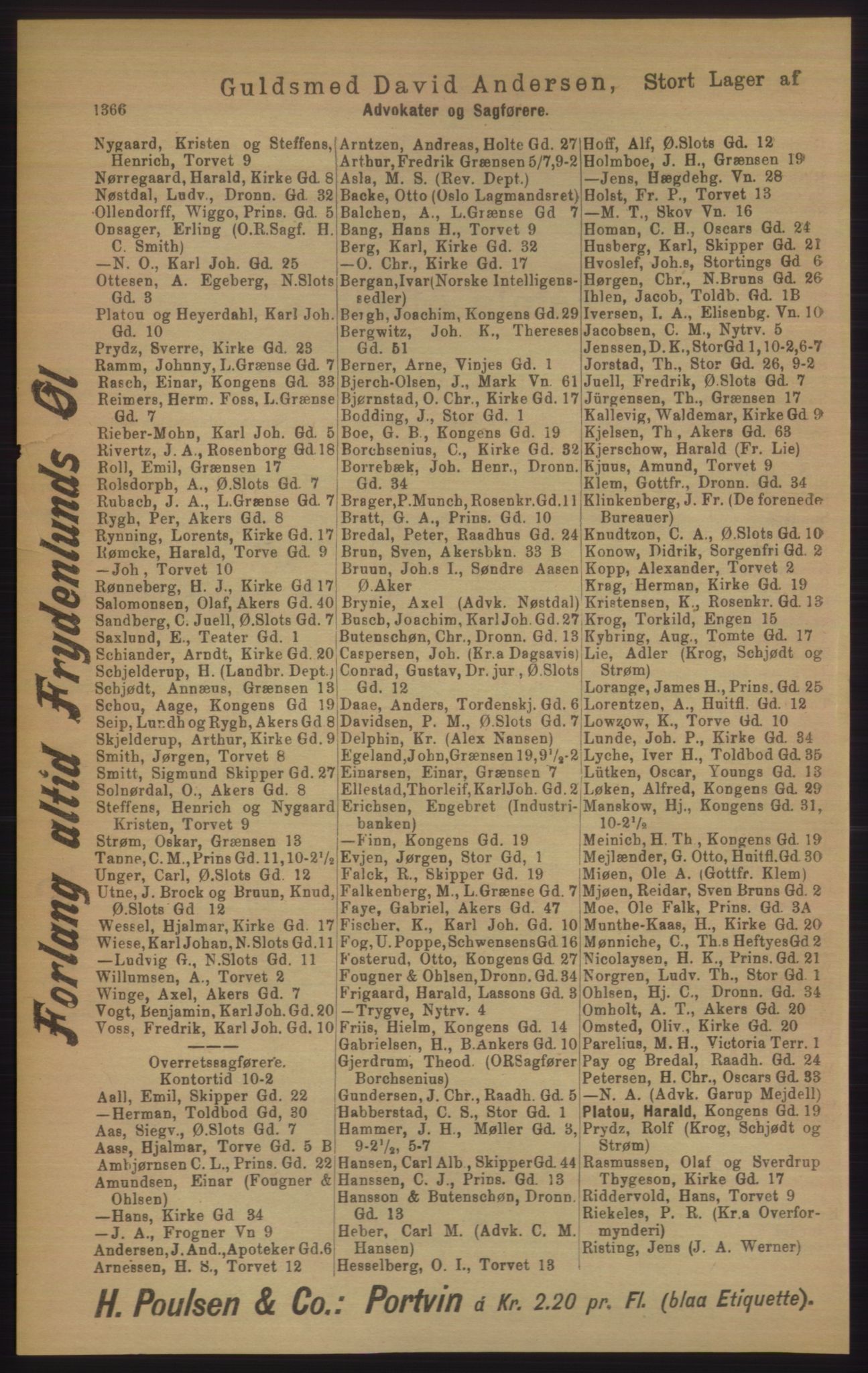 Kristiania/Oslo adressebok, PUBL/-, 1906, p. 1366