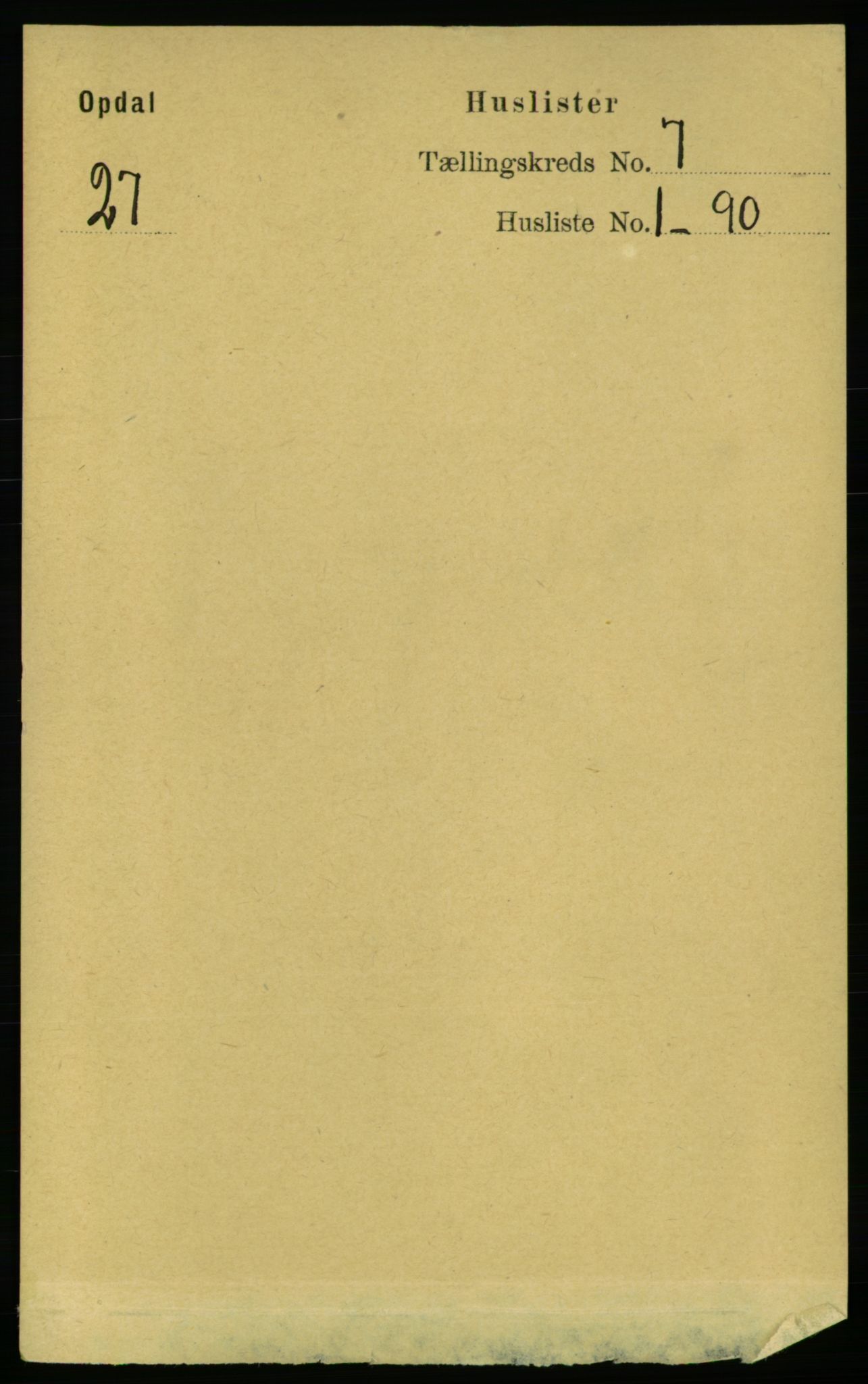 RA, 1891 census for 1634 Oppdal, 1891, p. 3405