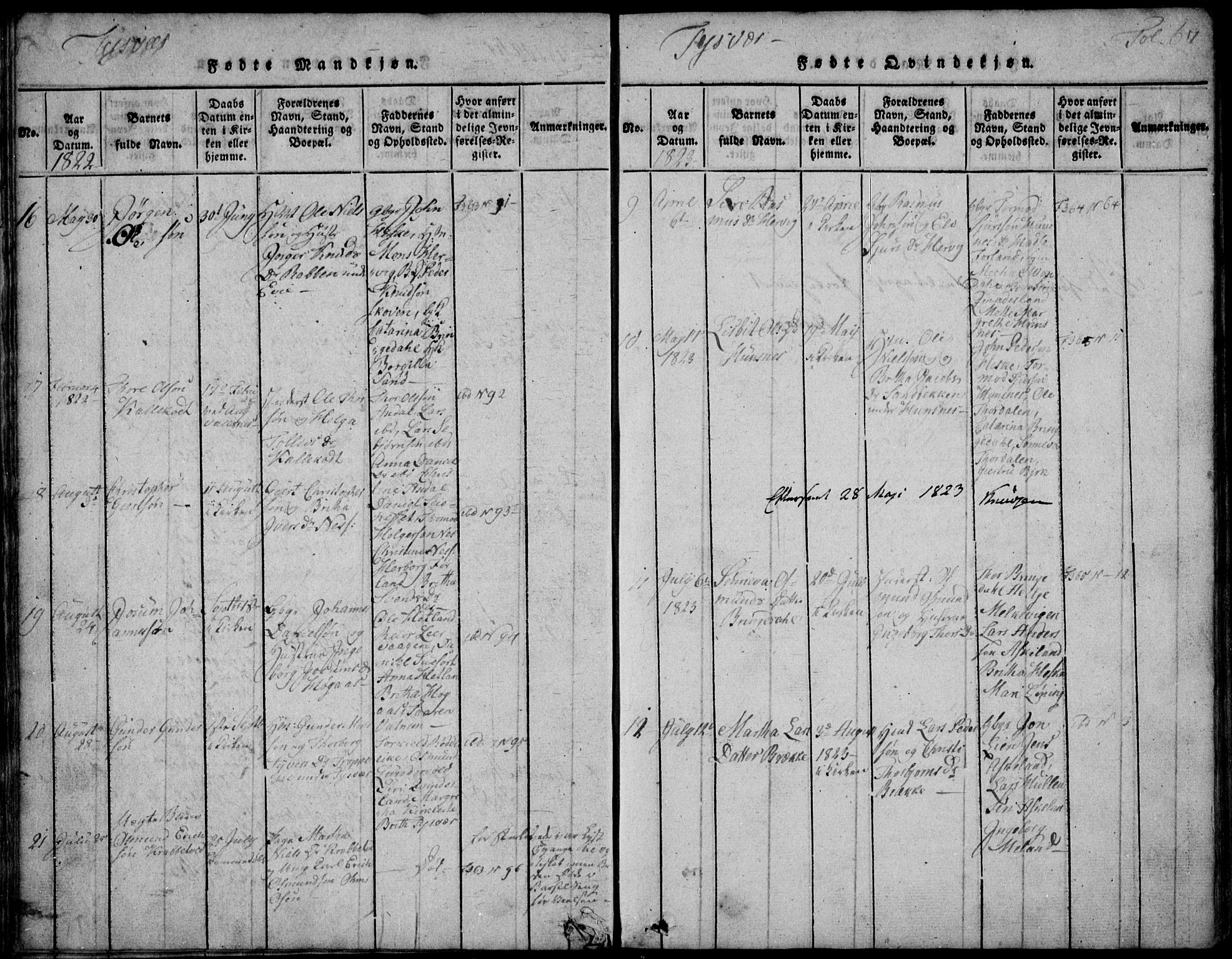 Skjold sokneprestkontor, AV/SAST-A-101847/H/Ha/Hab/L0002: Parish register (copy) no. B 2 /1, 1815-1830, p. 67