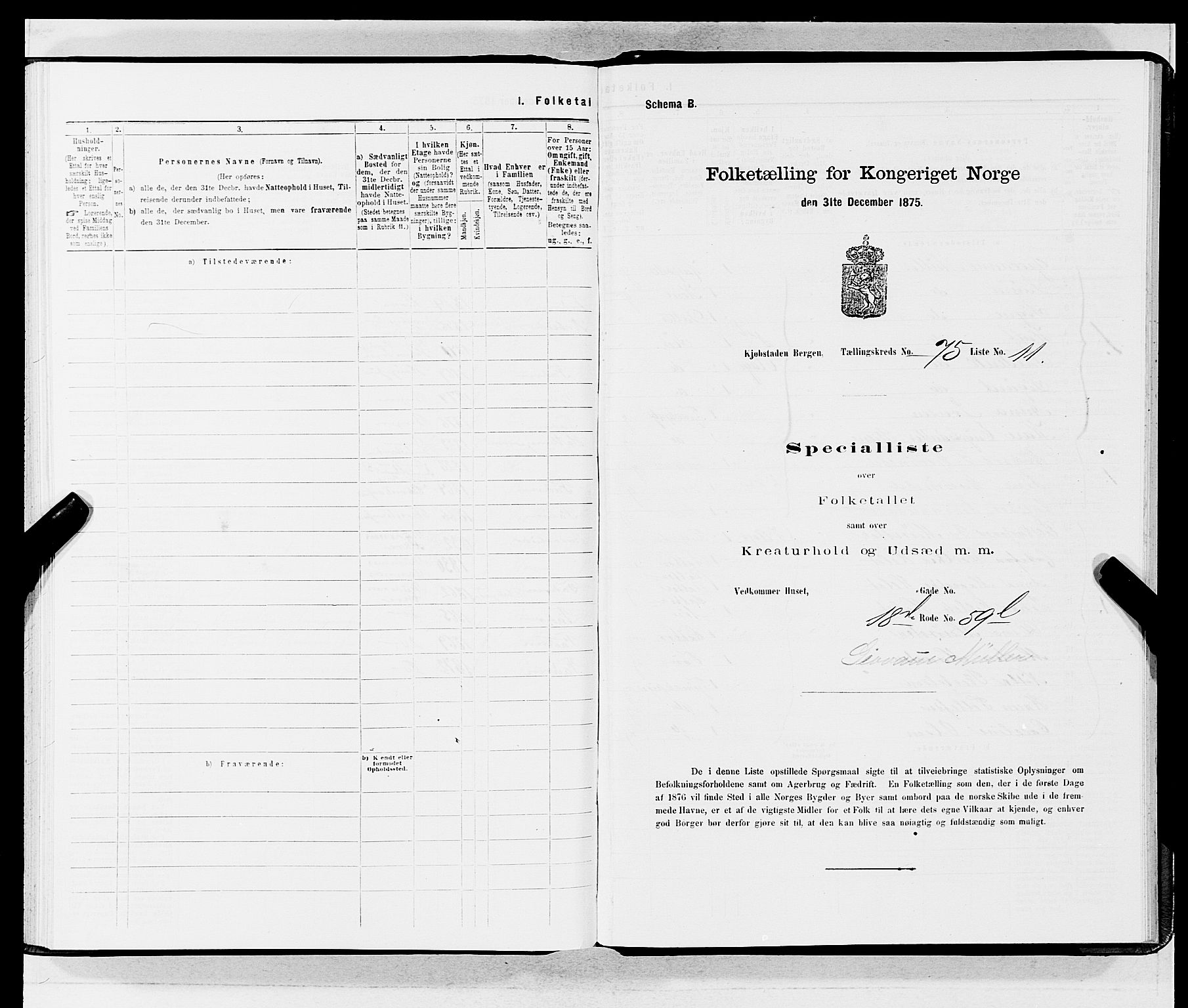 SAB, 1875 census for 1301 Bergen, 1875, p. 4032