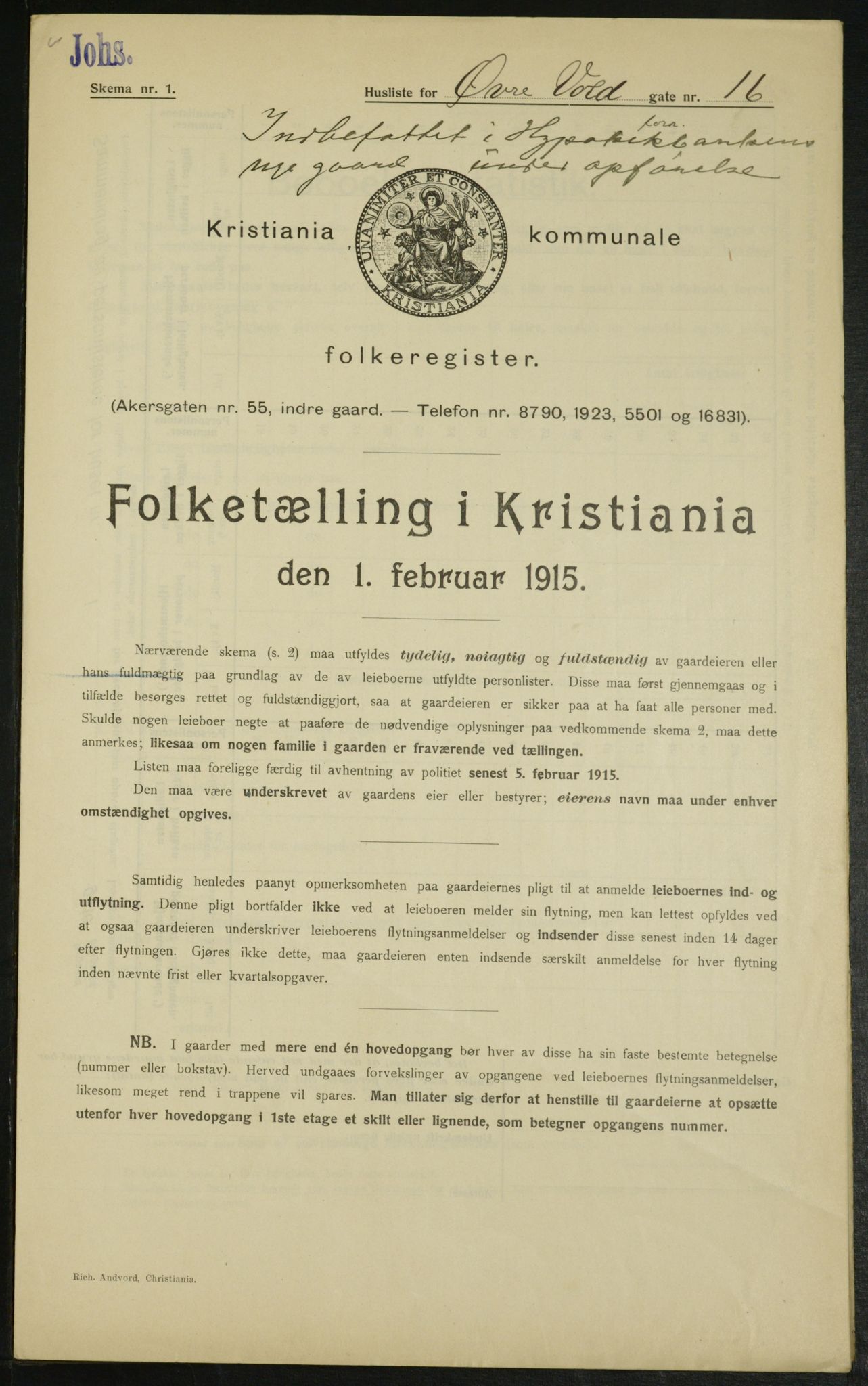 OBA, Municipal Census 1915 for Kristiania, 1915, p. 130841