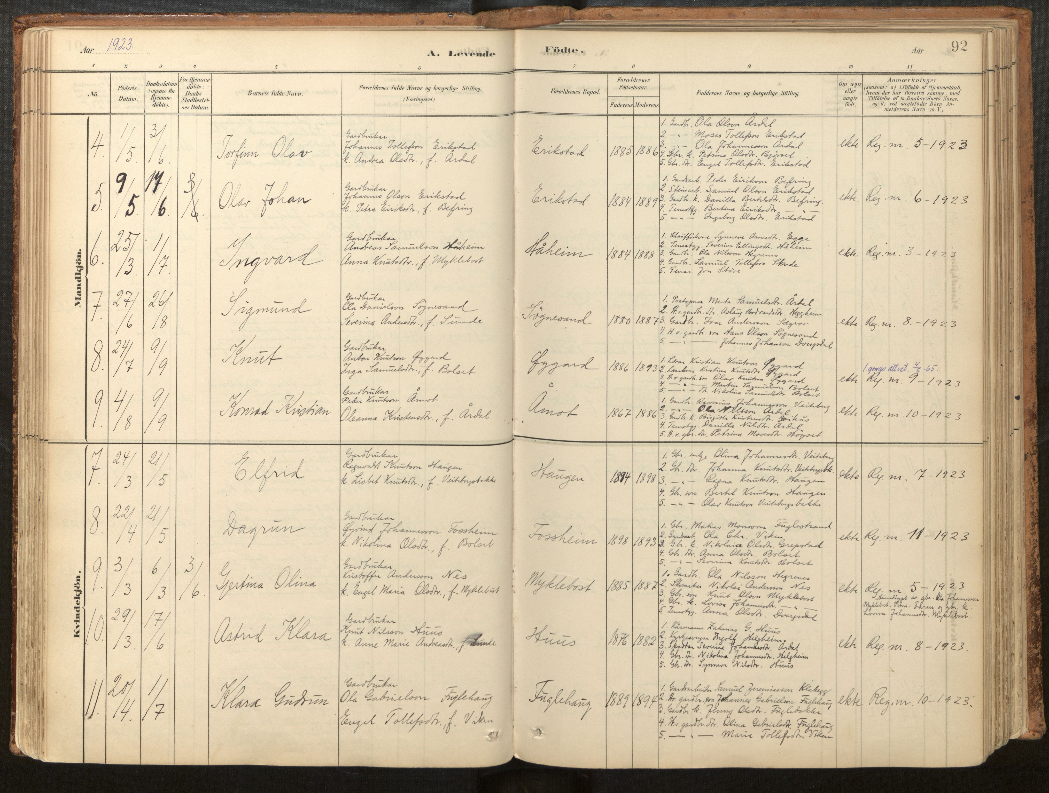 Jølster sokneprestembete, AV/SAB-A-80701/H/Haa/Haac/L0001: Parish register (official) no. C 1, 1882-1928, p. 92