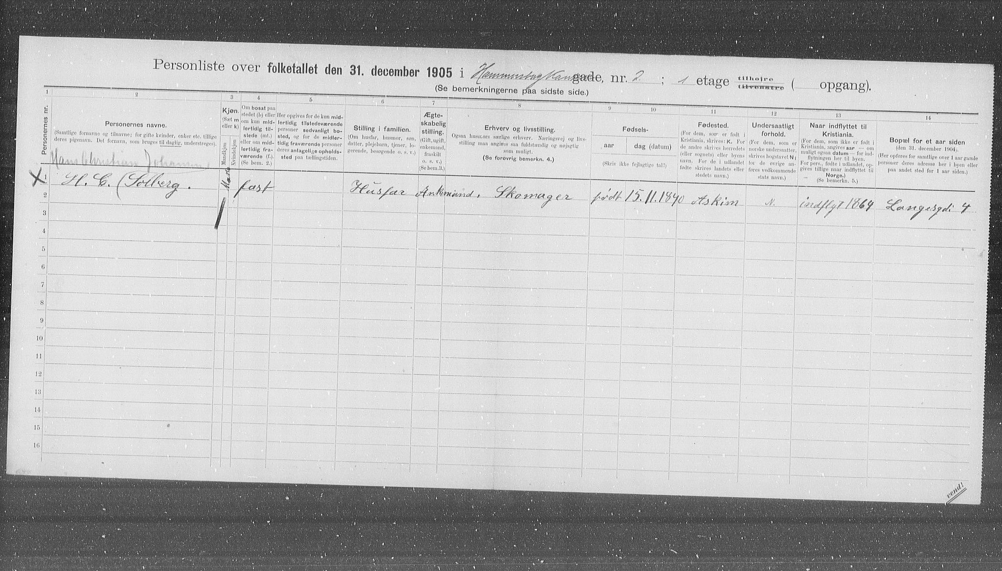 OBA, Municipal Census 1905 for Kristiania, 1905, p. 25273