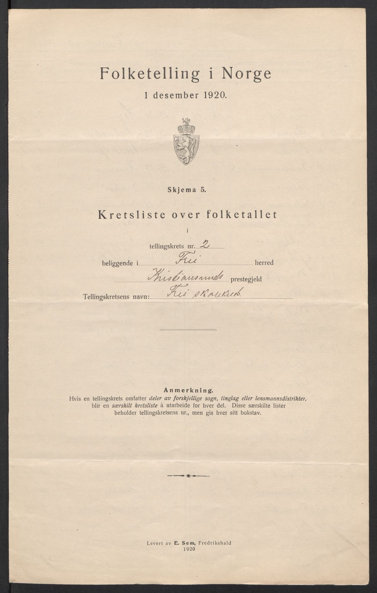 SAT, 1920 census for Frei, 1920, p. 9