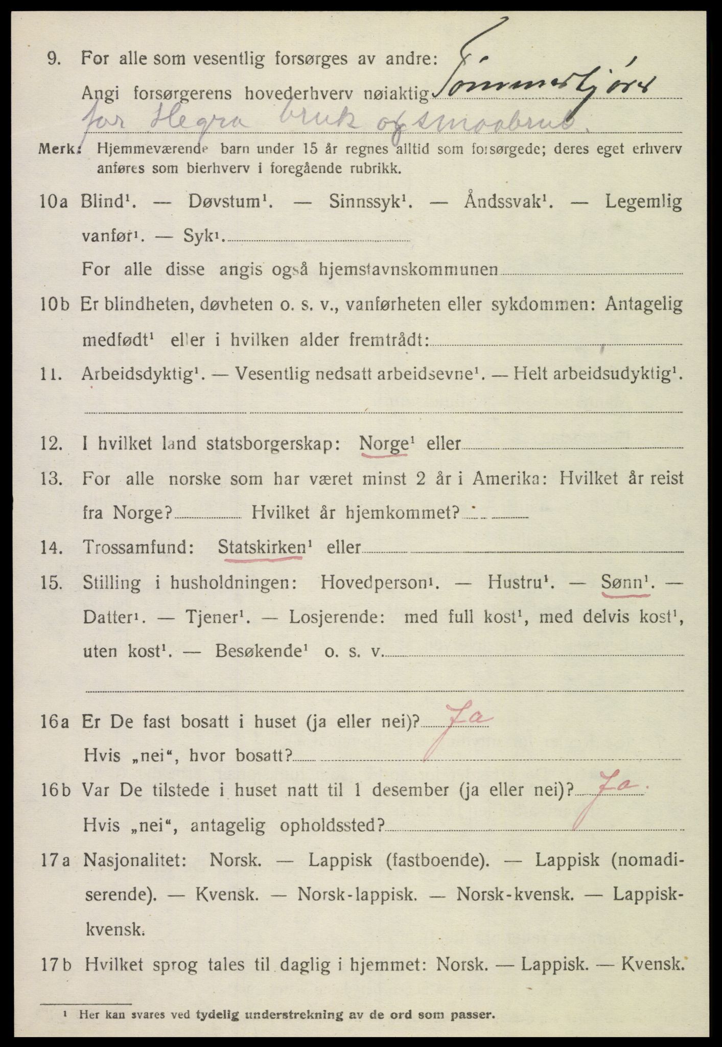 SAT, 1920 census for Meråker, 1920, p. 1745