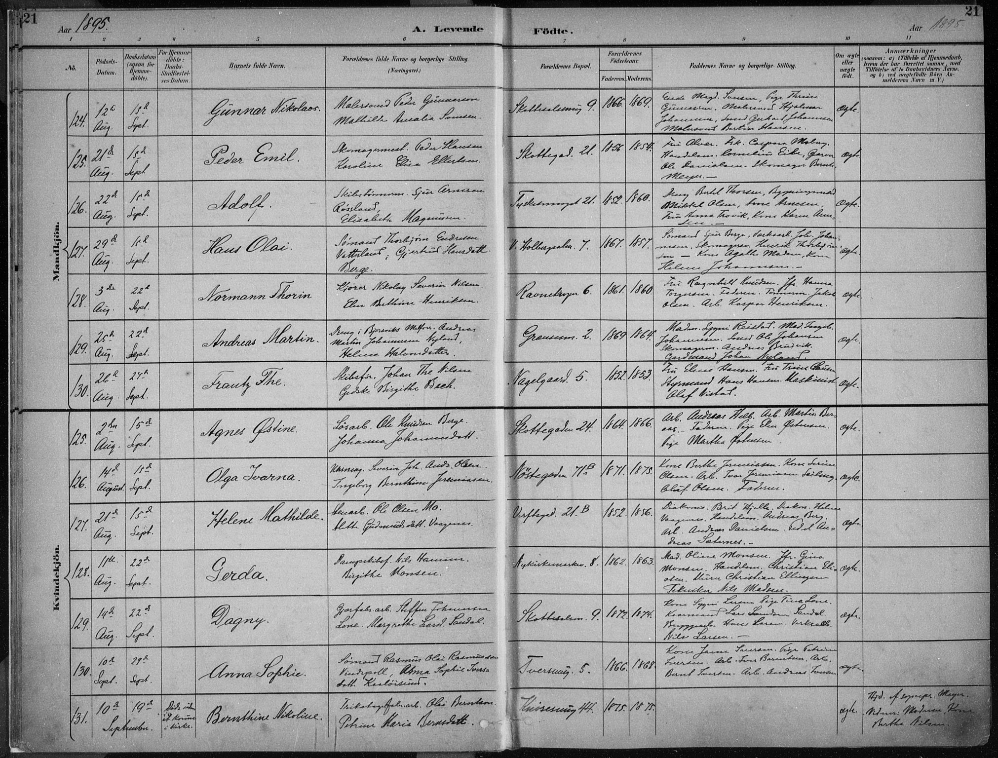 Nykirken Sokneprestembete, AV/SAB-A-77101/H/Haa/L0018: Parish register (official) no. B 6, 1895-1903, p. 21