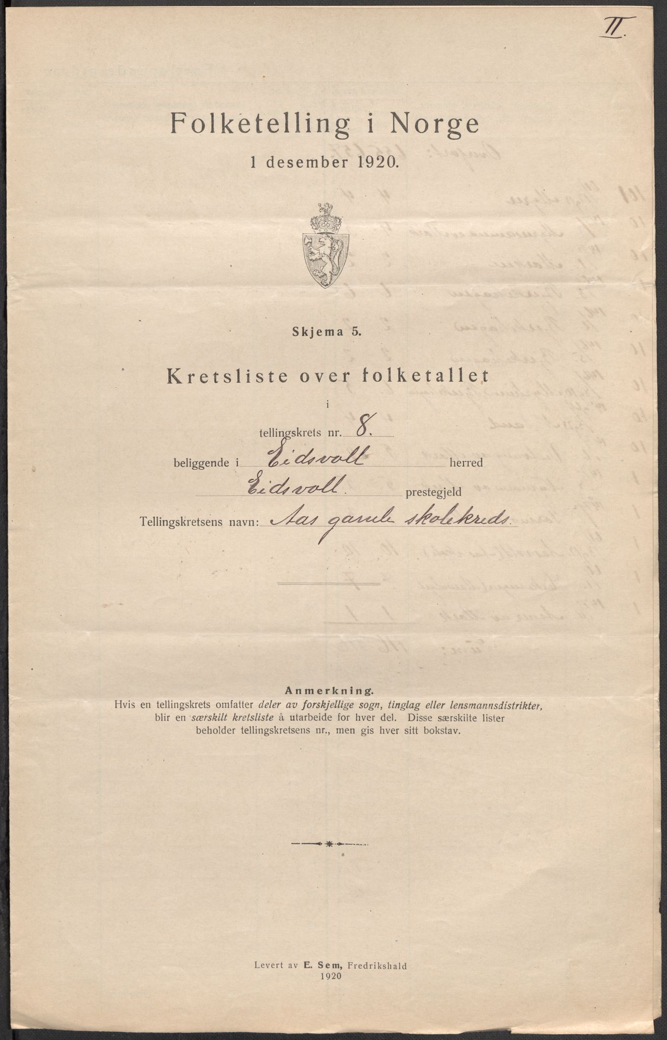 SAO, 1920 census for Eidsvoll, 1920, p. 35