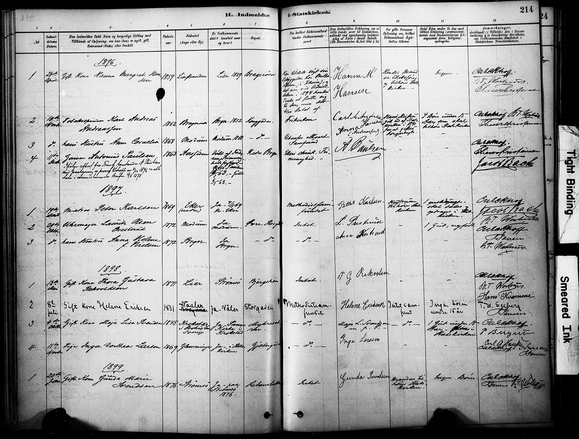 Bragernes kirkebøker, SAKO/A-6/F/Fc/L0005: Parish register (official) no. III 5, 1878-1890, p. 214