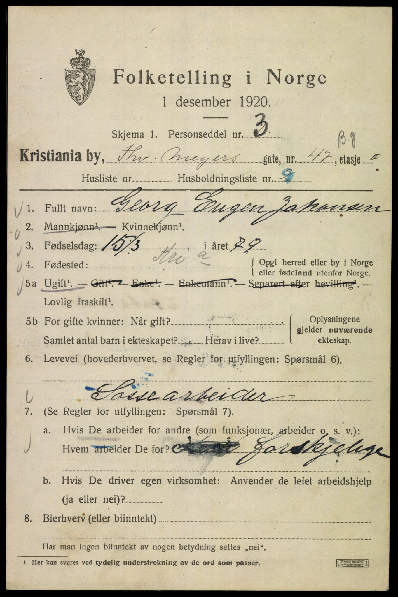 SAO, 1920 census for Kristiania, 1920, p. 577215