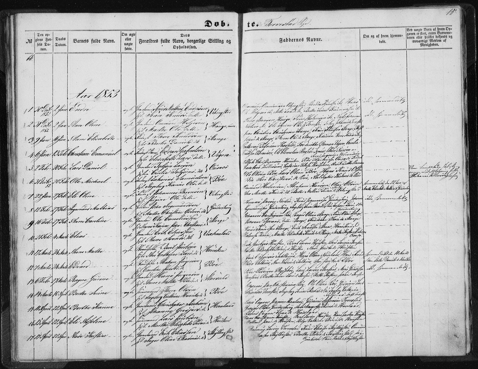 Torvastad sokneprestkontor, AV/SAST-A -101857/H/Ha/Haa/L0008: Parish register (official) no. A 8, 1847-1856, p. 15