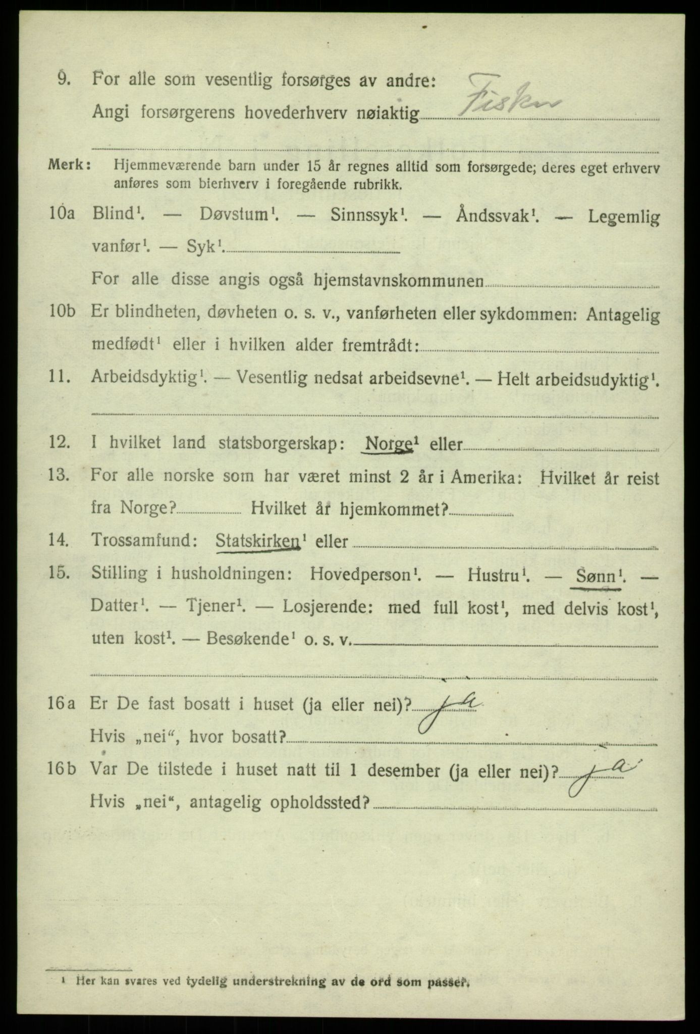 SAB, 1920 census for Austevoll, 1920, p. 2949