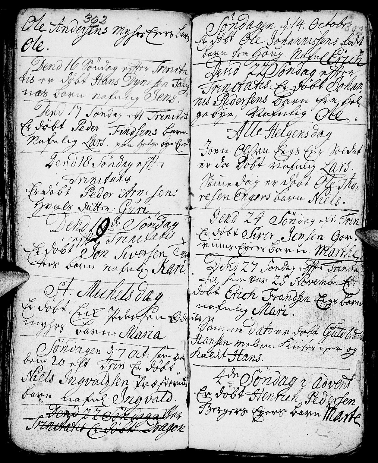 Nes prestekontor, Hedmark, AV/SAH-PREST-020/L/La/L0001: Parish register (copy) no. 1, 1663-1784, p. 302-303