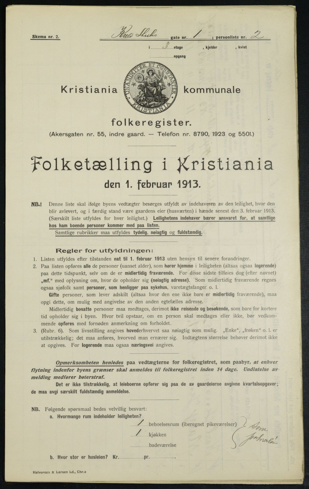 OBA, Municipal Census 1913 for Kristiania, 1913, p. 51206