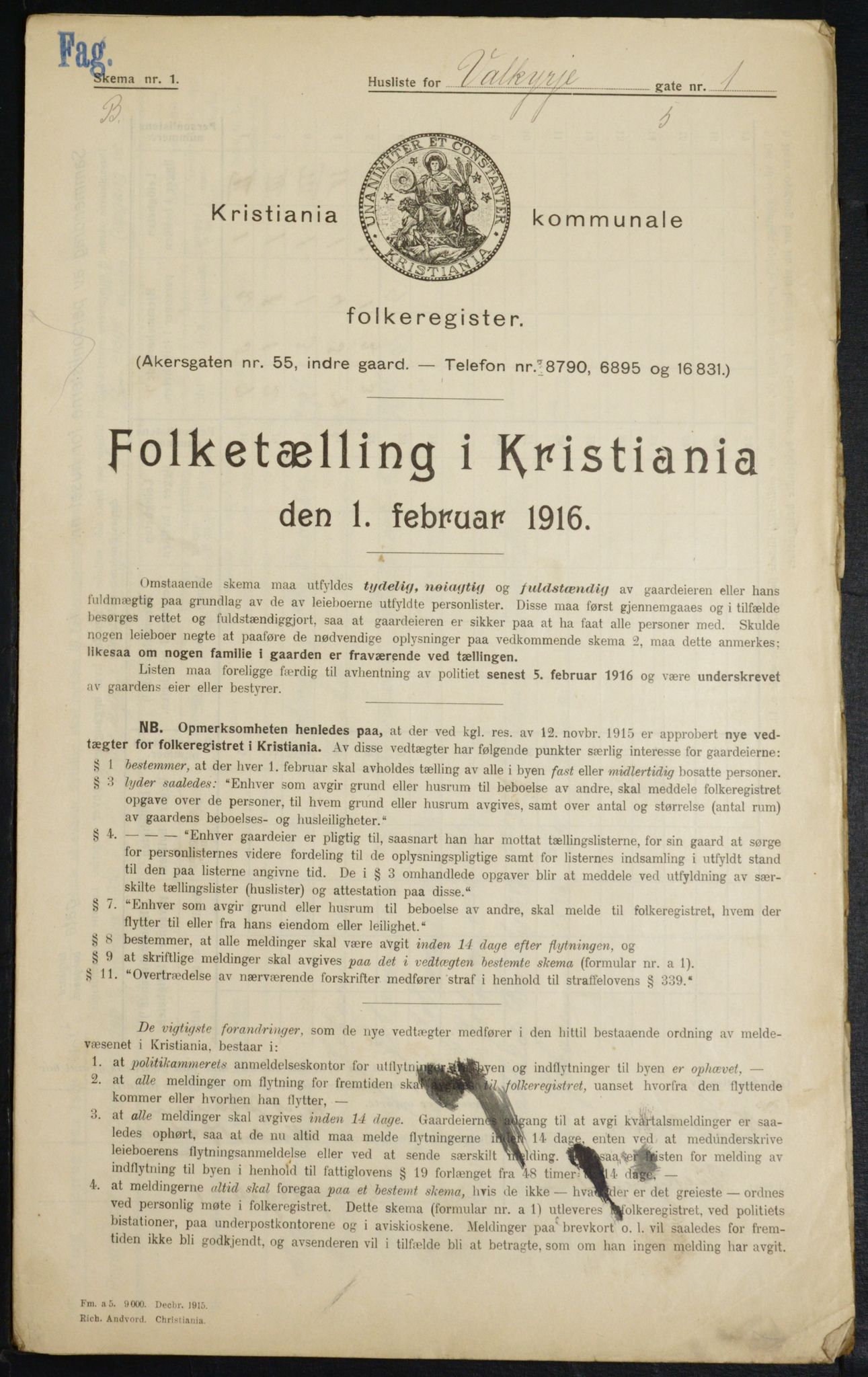 OBA, Municipal Census 1916 for Kristiania, 1916, p. 125371