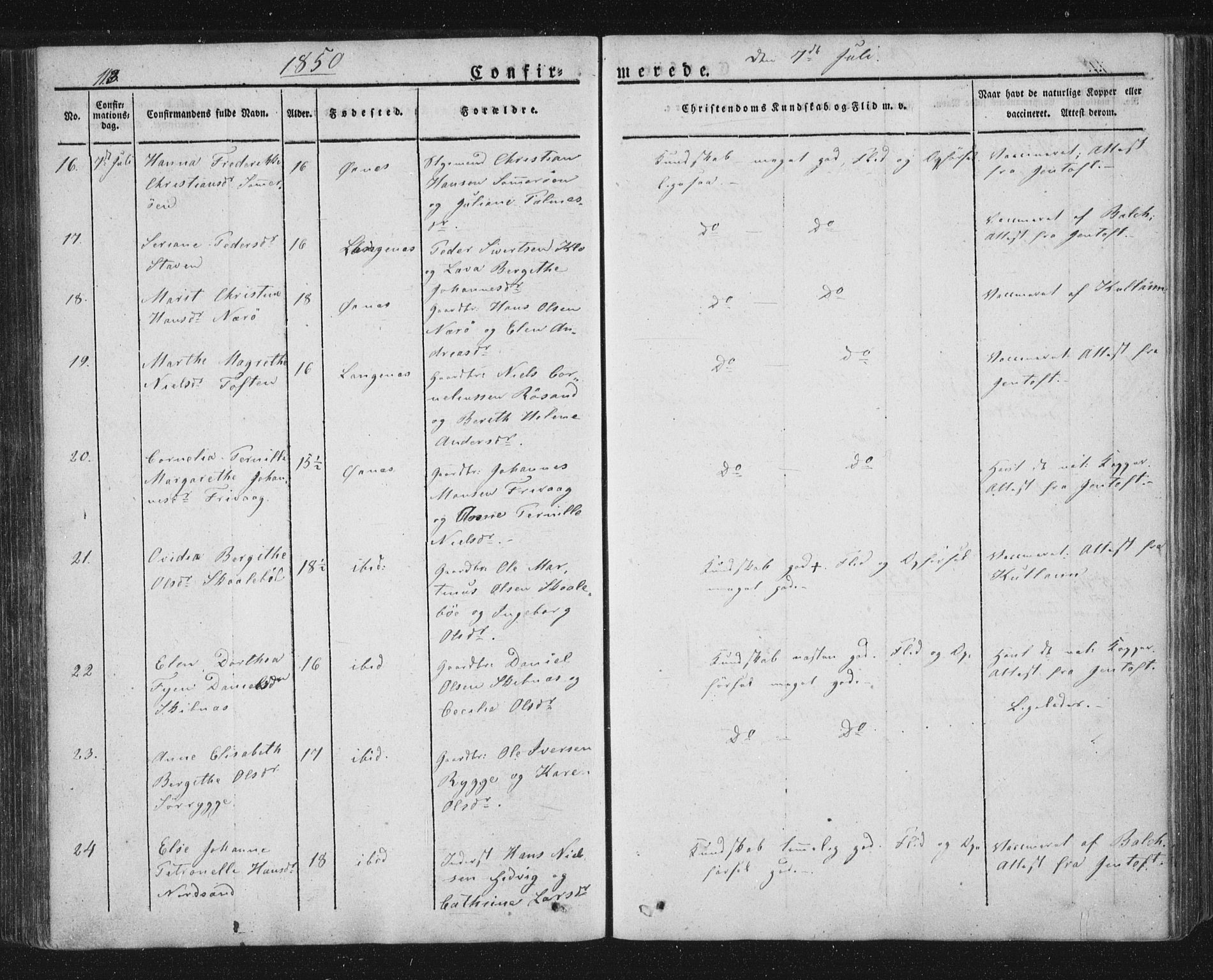 Ministerialprotokoller, klokkerbøker og fødselsregistre - Nordland, AV/SAT-A-1459/893/L1332: Parish register (official) no. 893A05, 1841-1858, p. 113