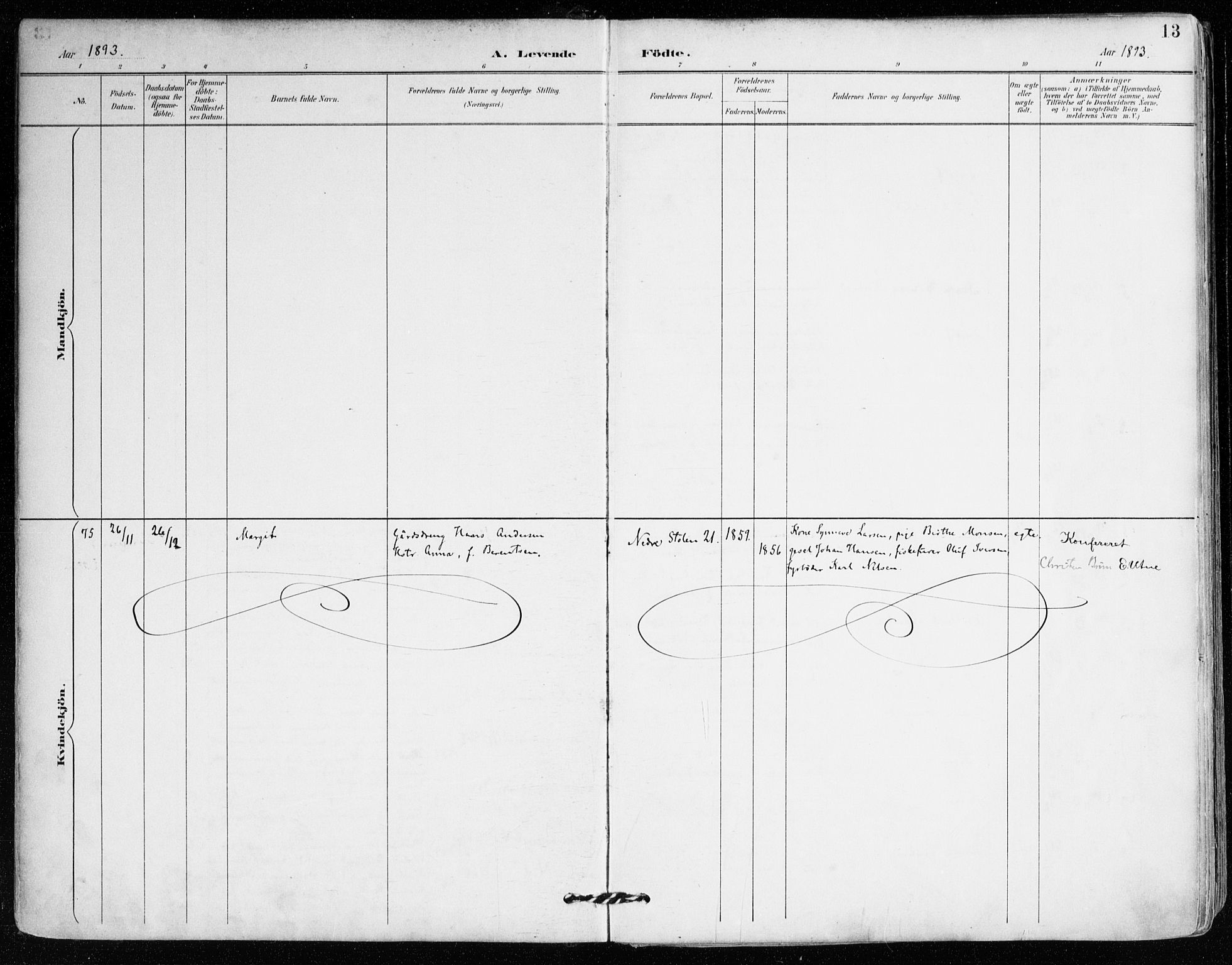 Mariakirken Sokneprestembete, AV/SAB-A-76901/H/Haa/L0008: Parish register (official) no. A 8, 1893-1942, p. 13