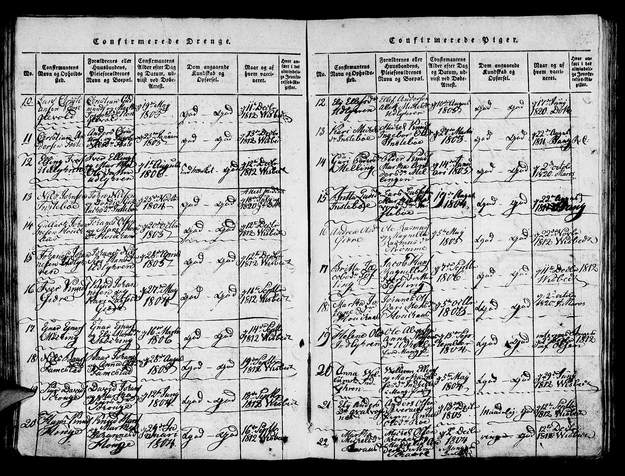 Lindås Sokneprestembete, AV/SAB-A-76701/H/Haa/Haaa/L0007: Parish register (official) no. A 7, 1816-1823, p. 254