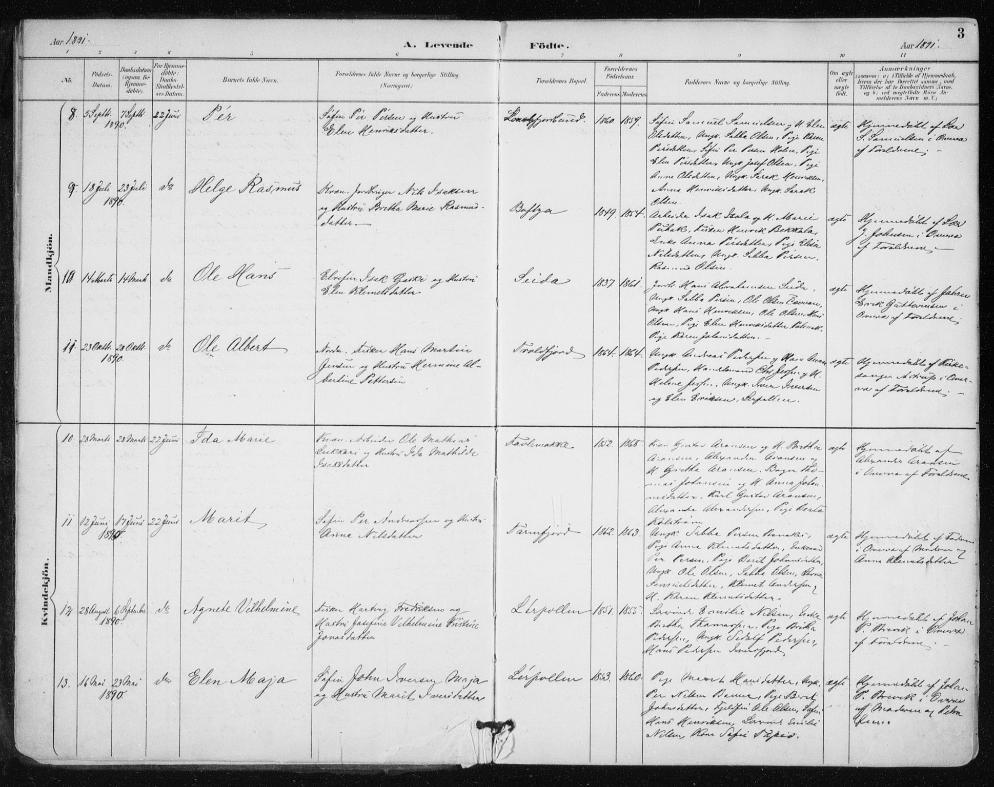 Tana sokneprestkontor, SATØ/S-1334/H/Ha/L0005kirke: Parish register (official) no. 5, 1891-1903, p. 3