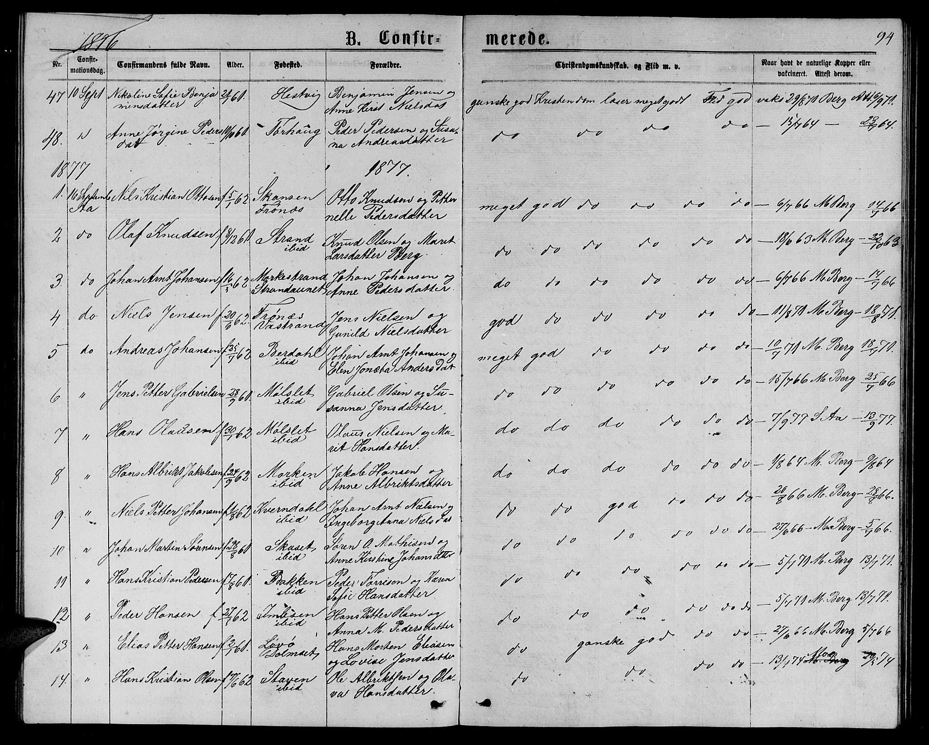 Ministerialprotokoller, klokkerbøker og fødselsregistre - Sør-Trøndelag, AV/SAT-A-1456/655/L0686: Parish register (copy) no. 655C02, 1866-1879, p. 94