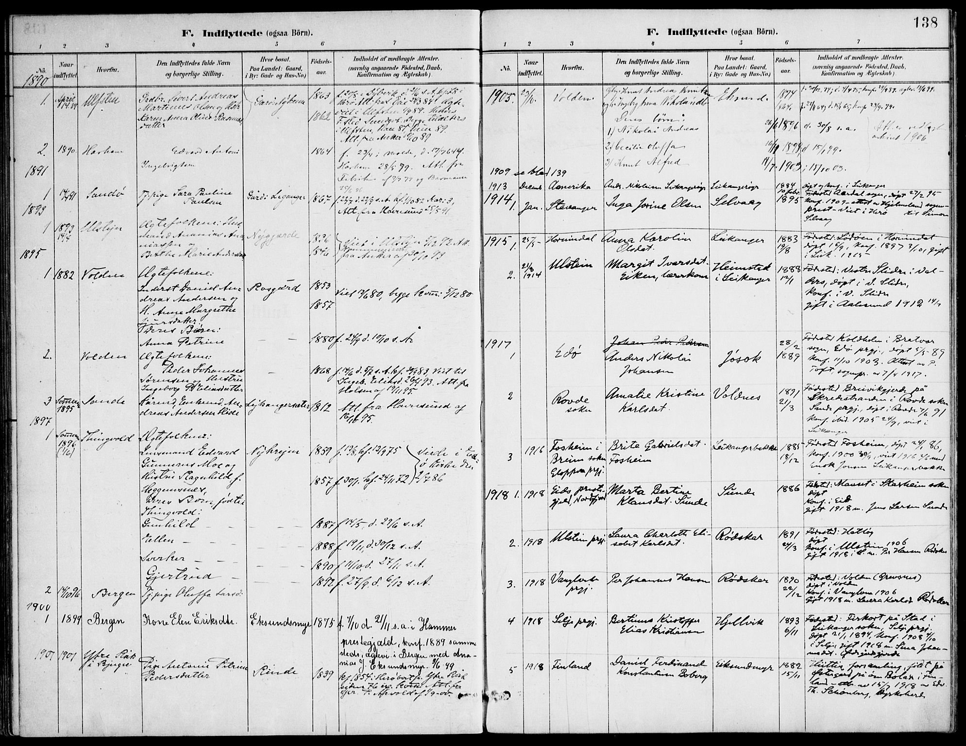 Ministerialprotokoller, klokkerbøker og fødselsregistre - Møre og Romsdal, AV/SAT-A-1454/508/L0095: Parish register (official) no. 508A02, 1887-1920, p. 138