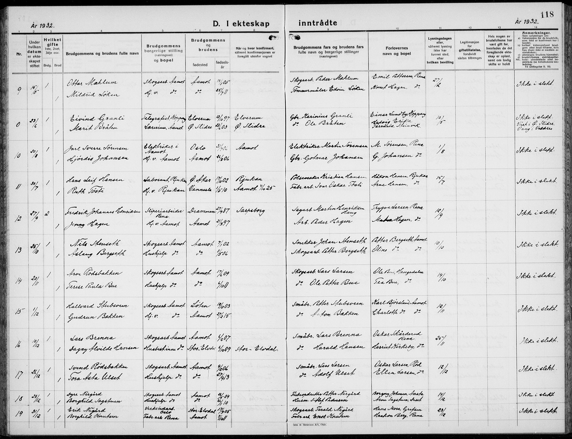 Åmot prestekontor, Hedmark, AV/SAH-PREST-056/H/Ha/Hab/L0006: Parish register (copy) no. 6, 1930-1937, p. 118