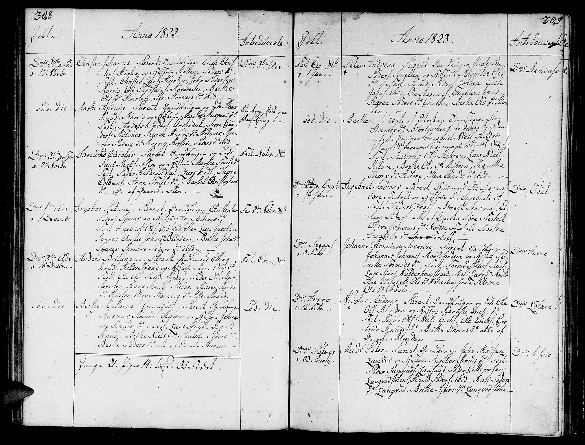 Ministerialprotokoller, klokkerbøker og fødselsregistre - Møre og Romsdal, AV/SAT-A-1454/536/L0494: Parish register (official) no. 536A03, 1803-1836, p. 308-309