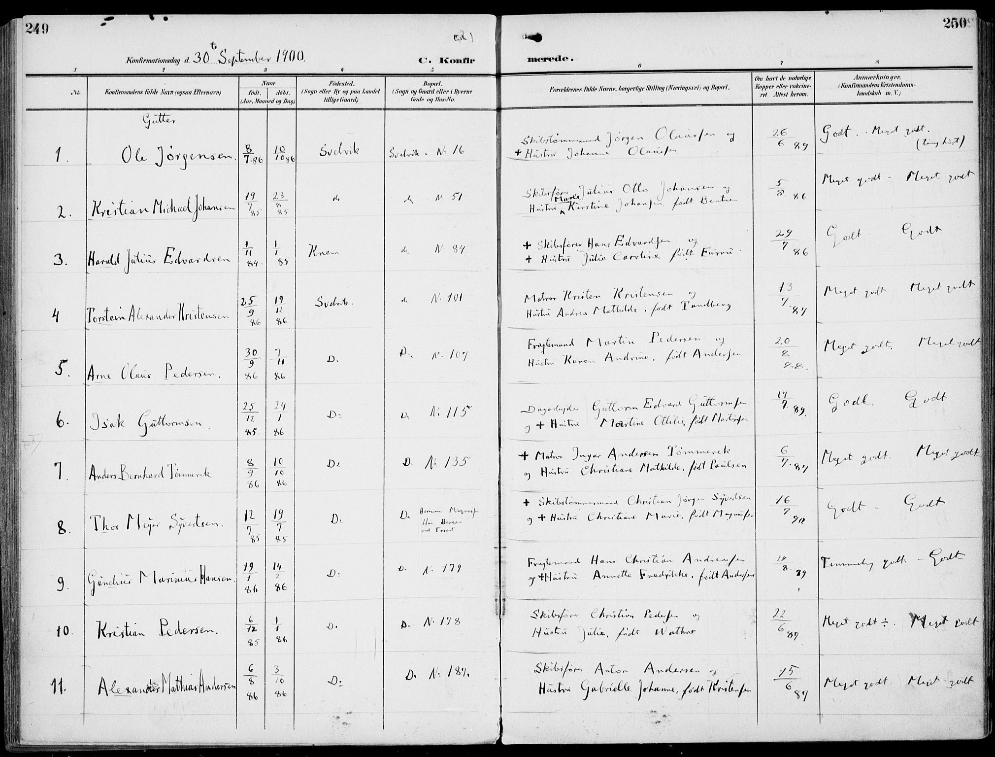 Strømm kirkebøker, AV/SAKO-A-322/F/Fb/L0002: Parish register (official) no. II 2, 1900-1919, p. 249-250