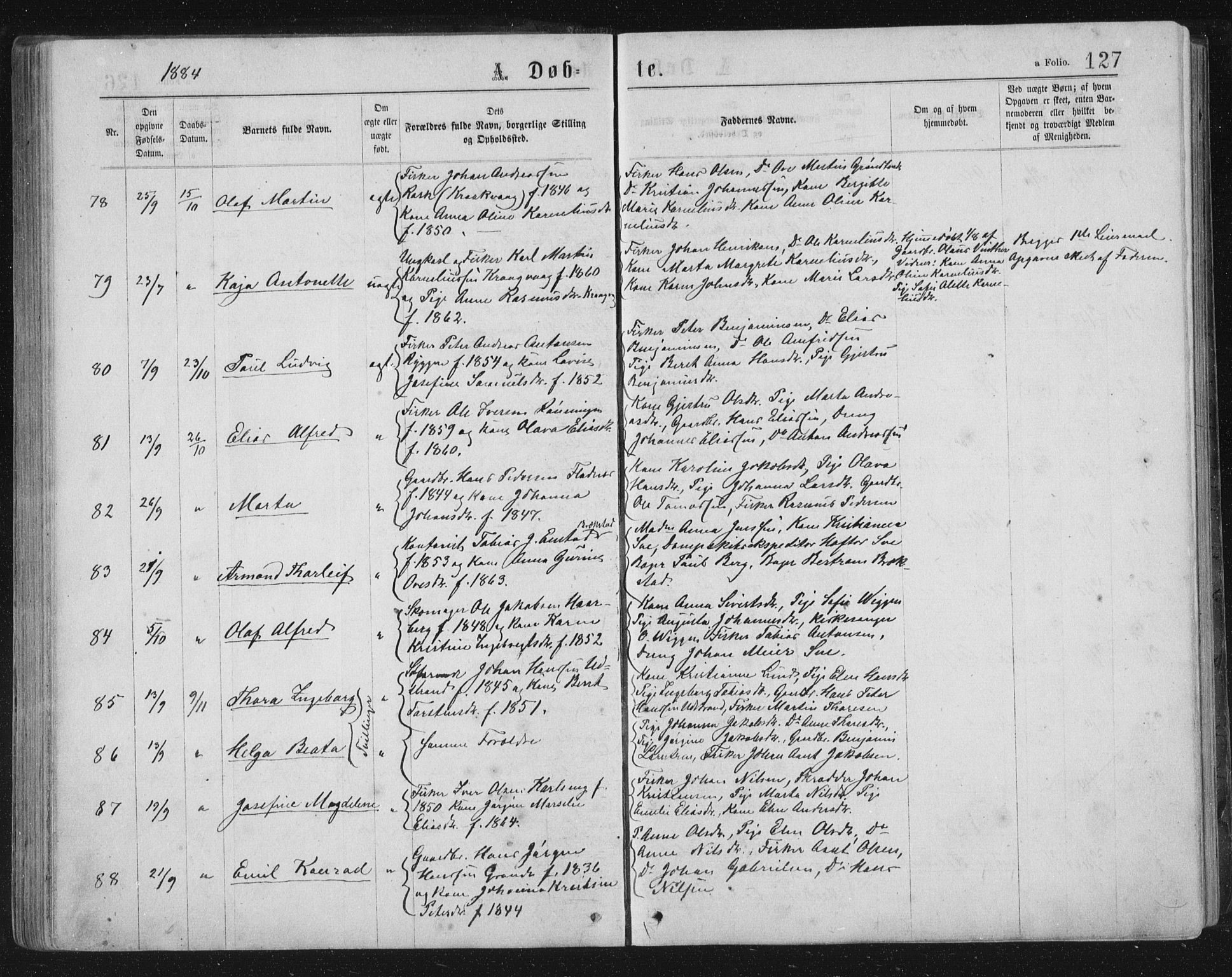 Ministerialprotokoller, klokkerbøker og fødselsregistre - Sør-Trøndelag, SAT/A-1456/659/L0745: Parish register (copy) no. 659C02, 1869-1892, p. 127