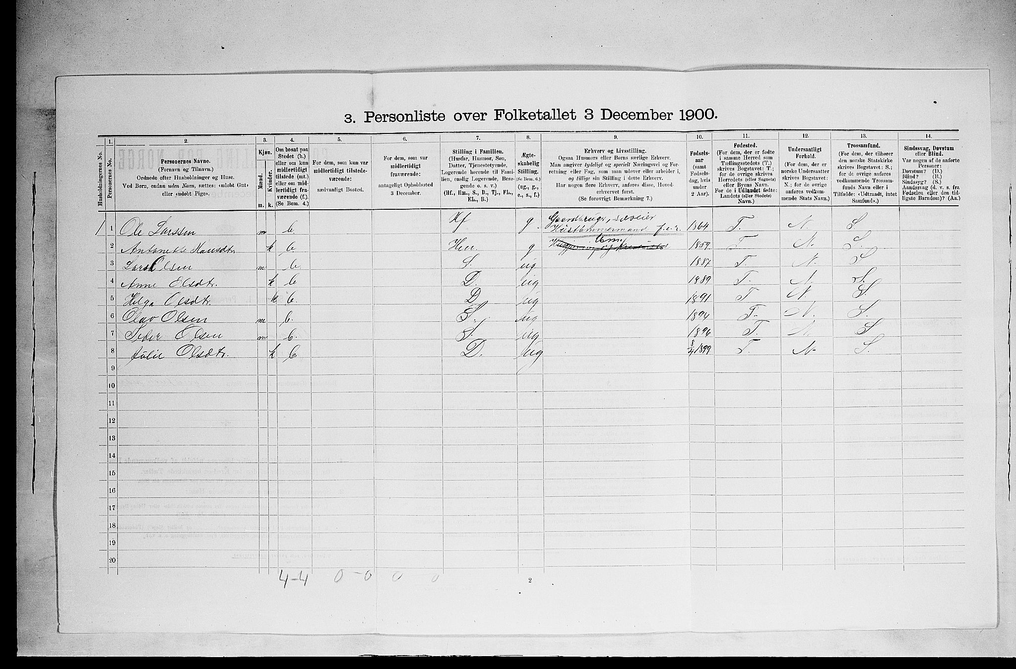 SAH, 1900 census for Ringsaker, 1900, p. 2962