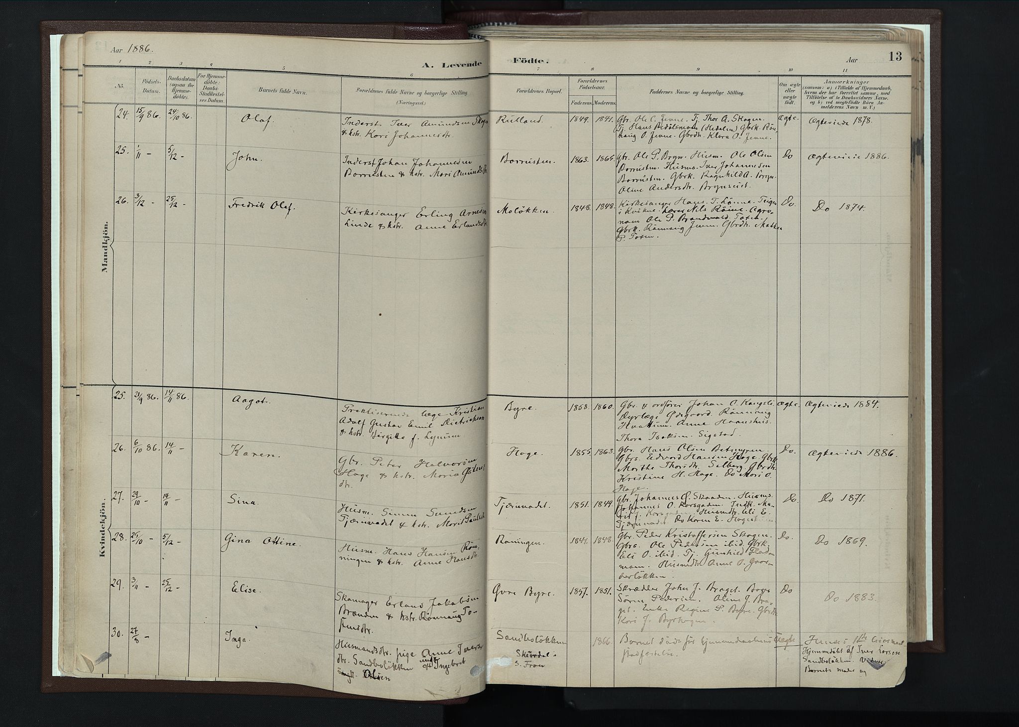 Nord-Fron prestekontor, SAH/PREST-080/H/Ha/Haa/L0004: Parish register (official) no. 4, 1884-1914, p. 13
