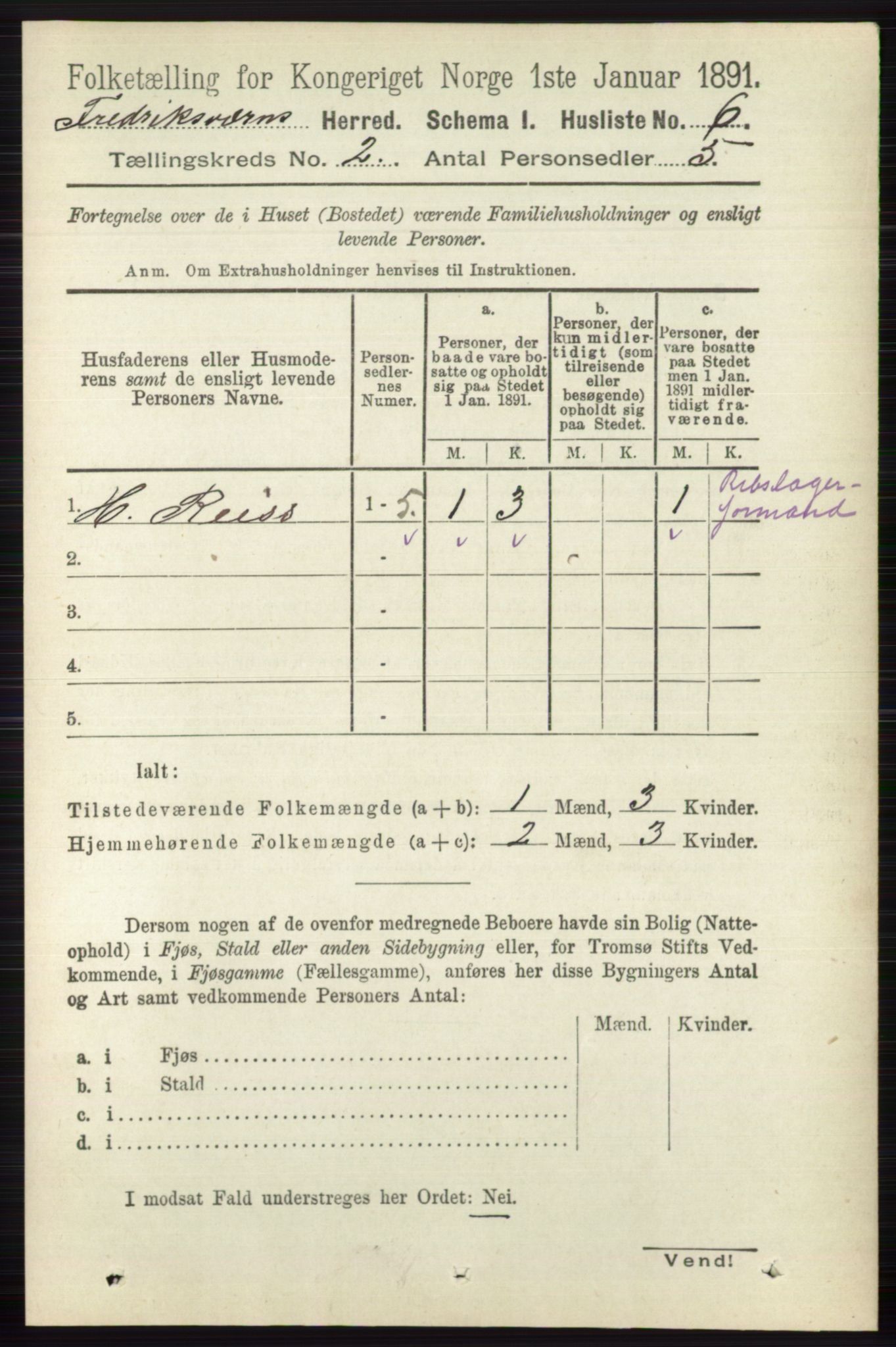 RA, 1891 census for 0798 Fredriksvern, 1891, p. 222